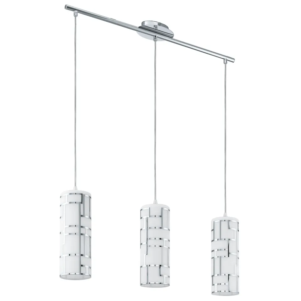 eglo-bayman-pendelleuchte-3-flammig-e27-stahl-chrom-glas-wei-72-cm-esstischlampe image 1