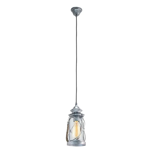eglo-bradford-vintage-pendellampe-laterne-stahl-silber-antik-klares-glas-e27 image 1