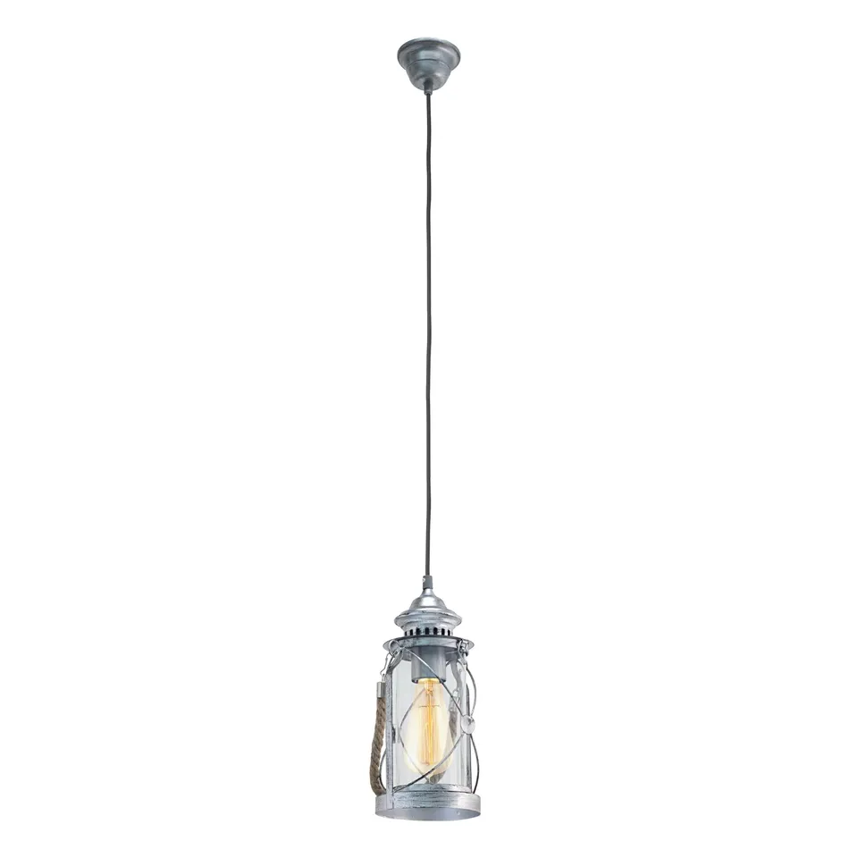 eglo-bradford-vintage-pendellampe-laterne-stahl-silber-antik-klares-glas-e27 image 1