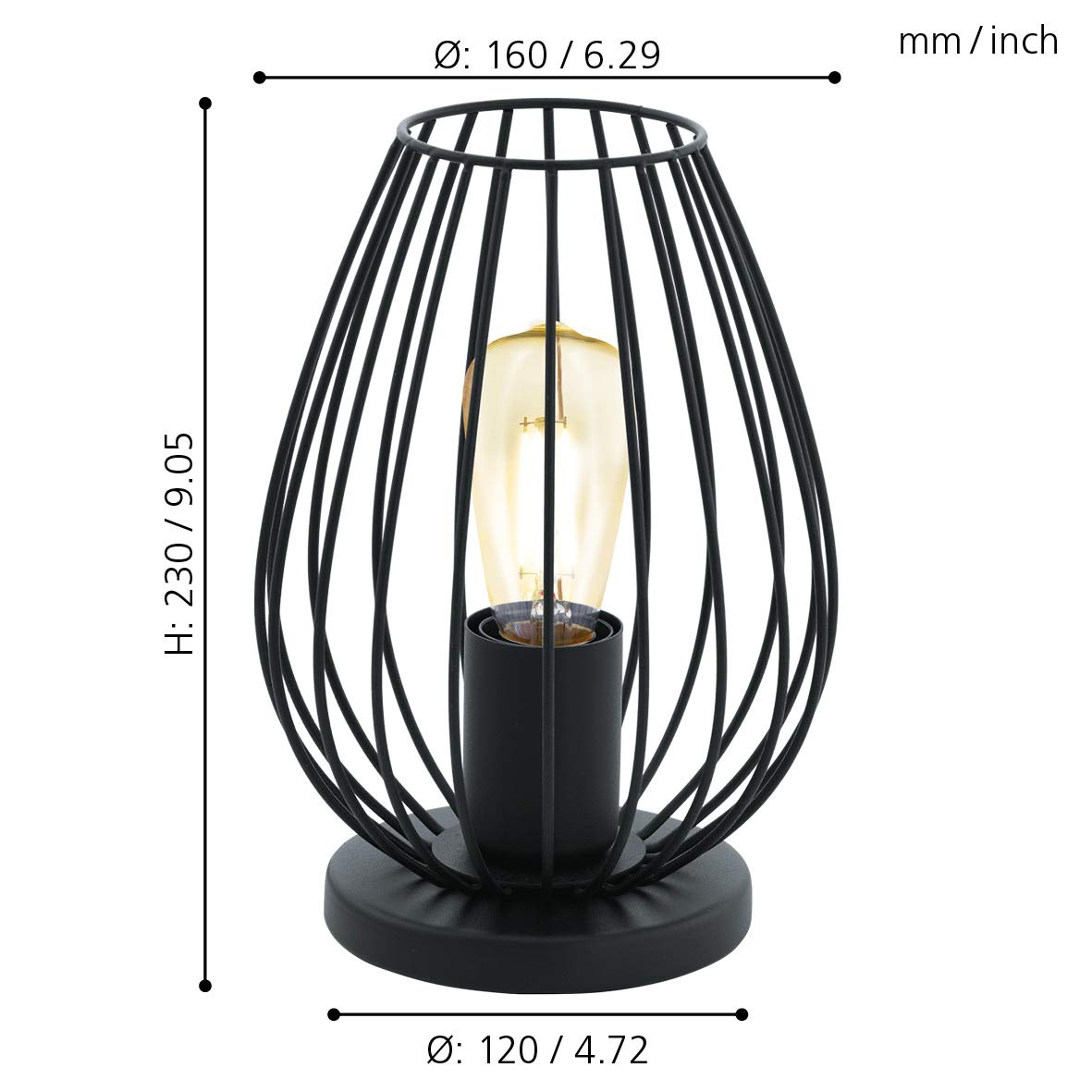 eglo-newtown-tischlampe-vintage-schwarz-e27 image 6
