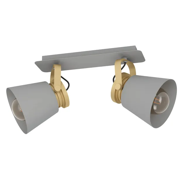 eglo-twicken-2-flammiger-deckenstrahler-e27-metall-grau-gold-schwenkbar image 1