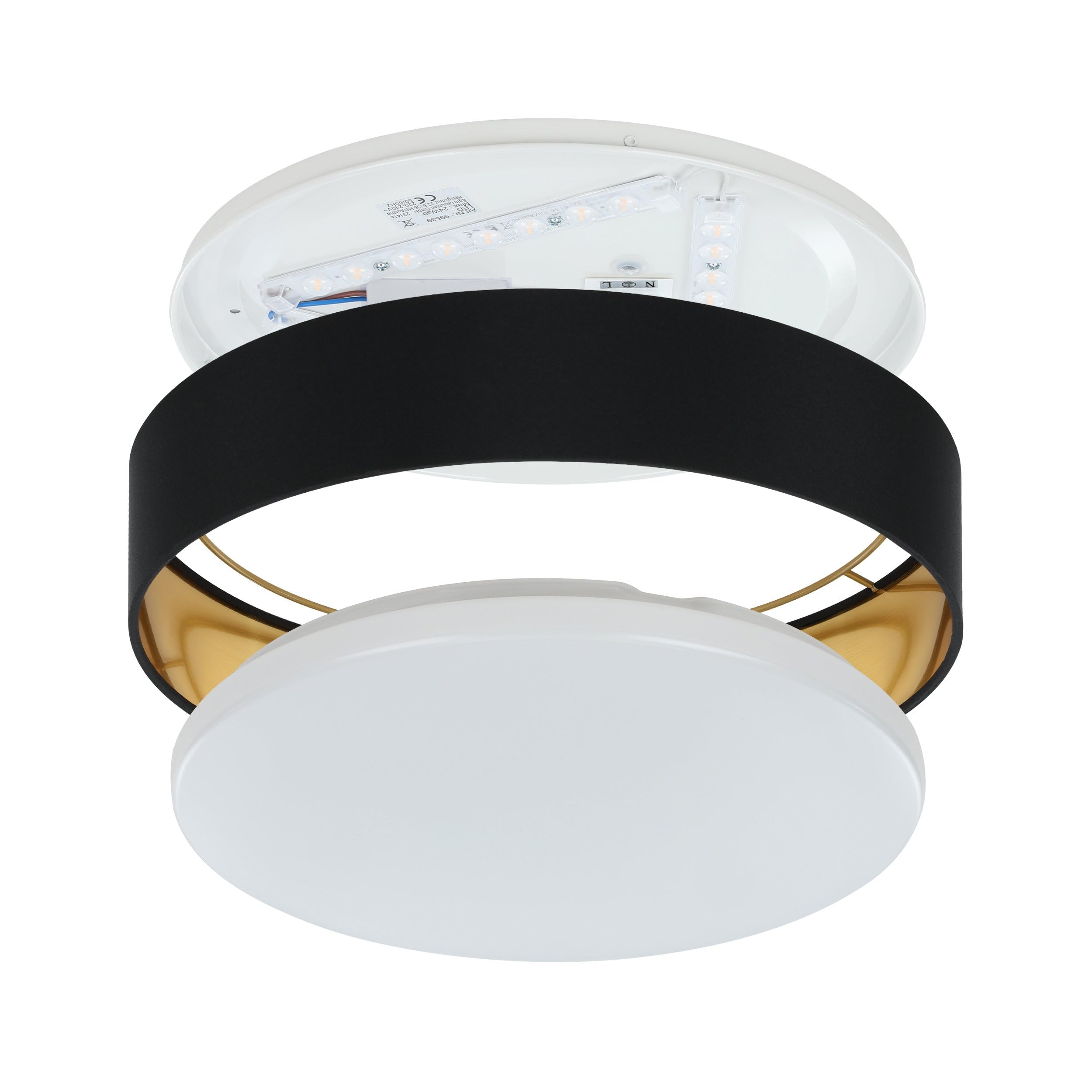 eglo-maserlo-2-led-deckenlampe-38-cm-textil-schwarz-gold-warmwei image 4