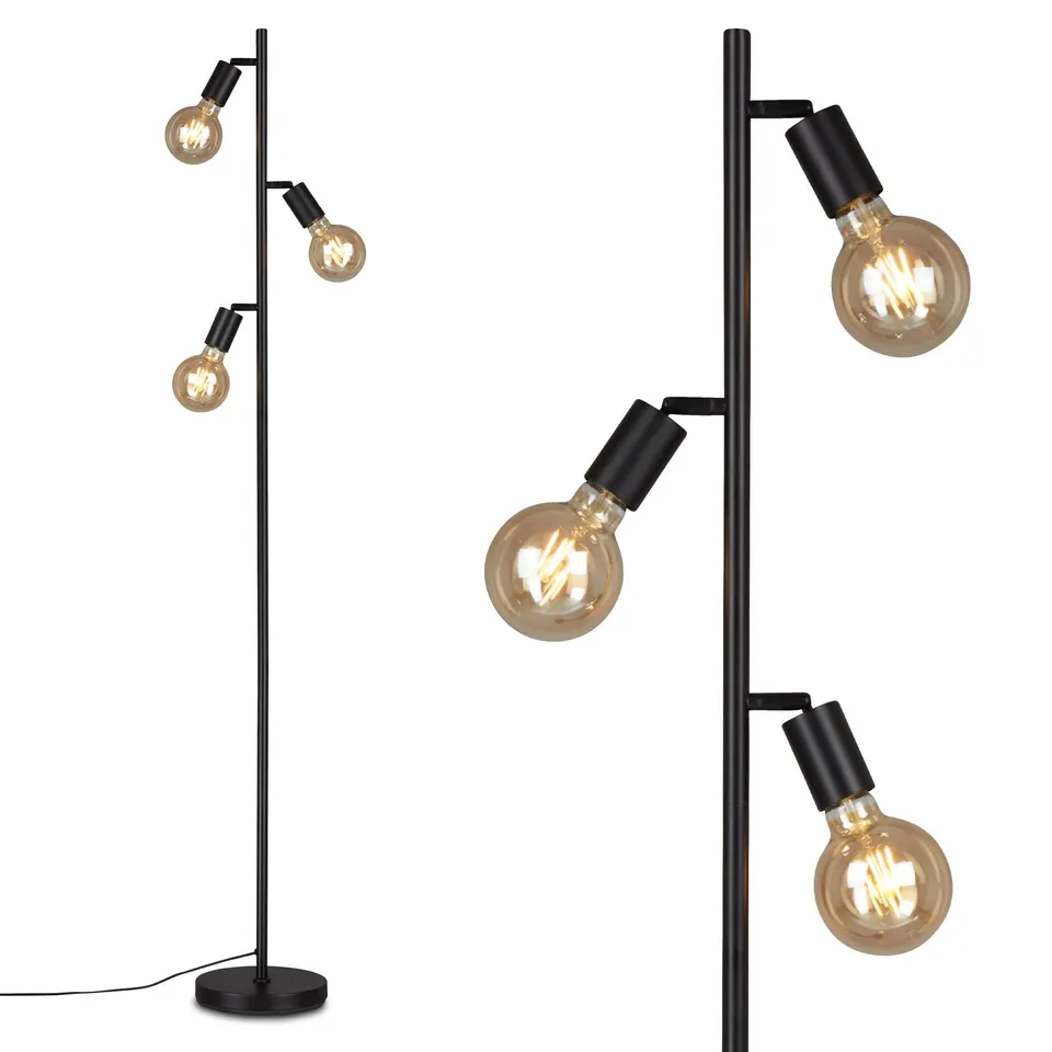 briloner-stehleuchte-3-flammig-schwenkbar-retro-schwarz-3x-e27-160cm image 1