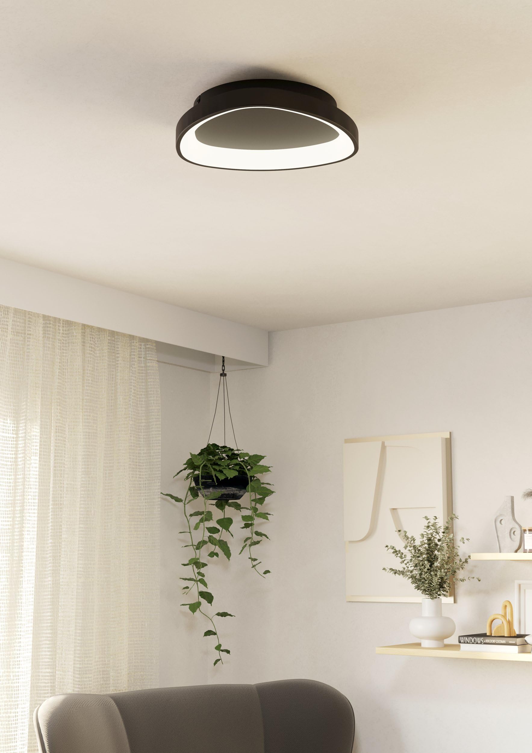 eglo-loretello-led-deckenleuchte-dreieckig-35-cm-dimmbar-mit-fernbedienung-schwa image 4