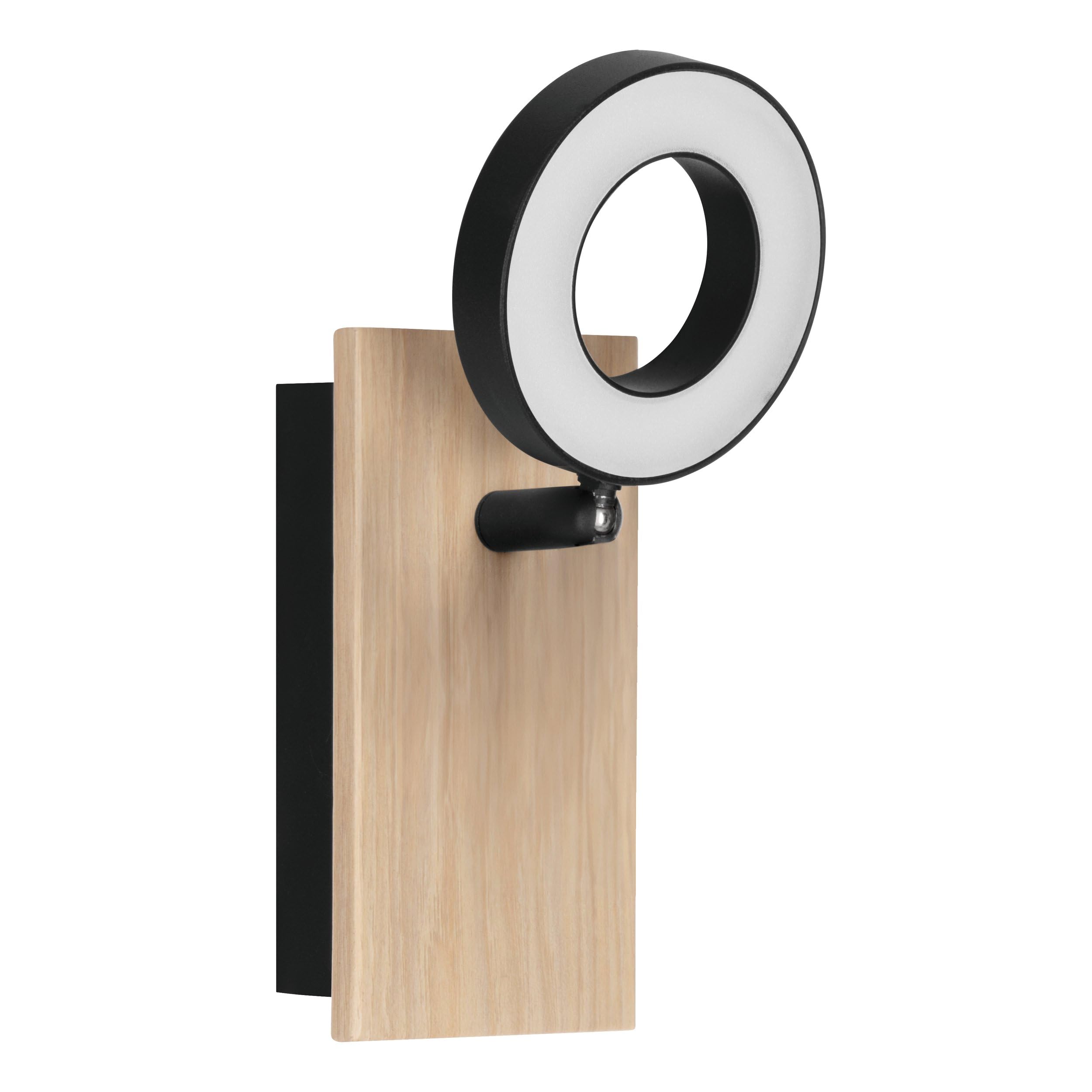 eglo-rielves-led-wandleuchte-schwenk-spot-holz-schwarz-4-2w-3000k image 1