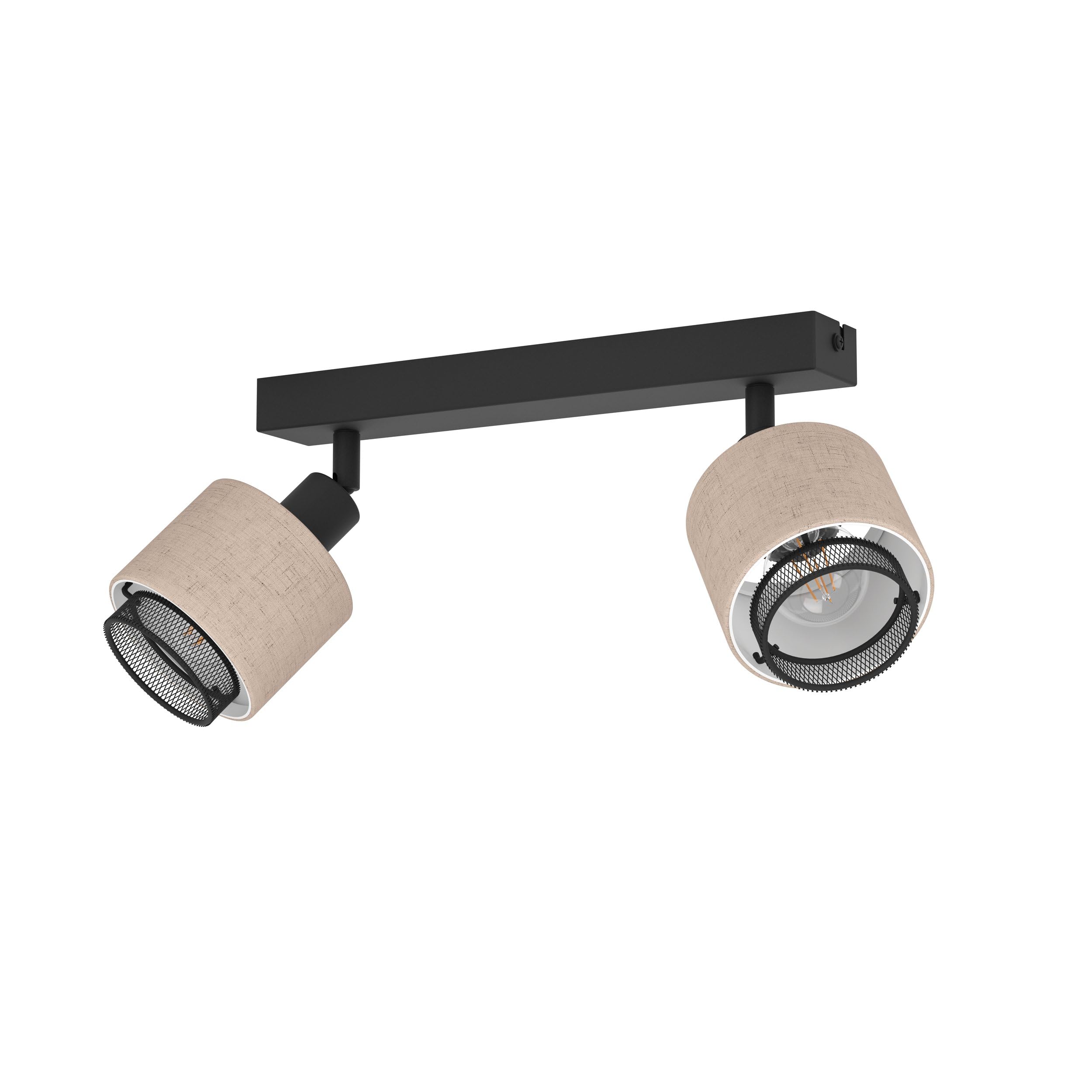 eglo-rosley-3-fach-deckenstrahler-deckenlampe-e14-schwenkbar-textil-natur-metall image 8