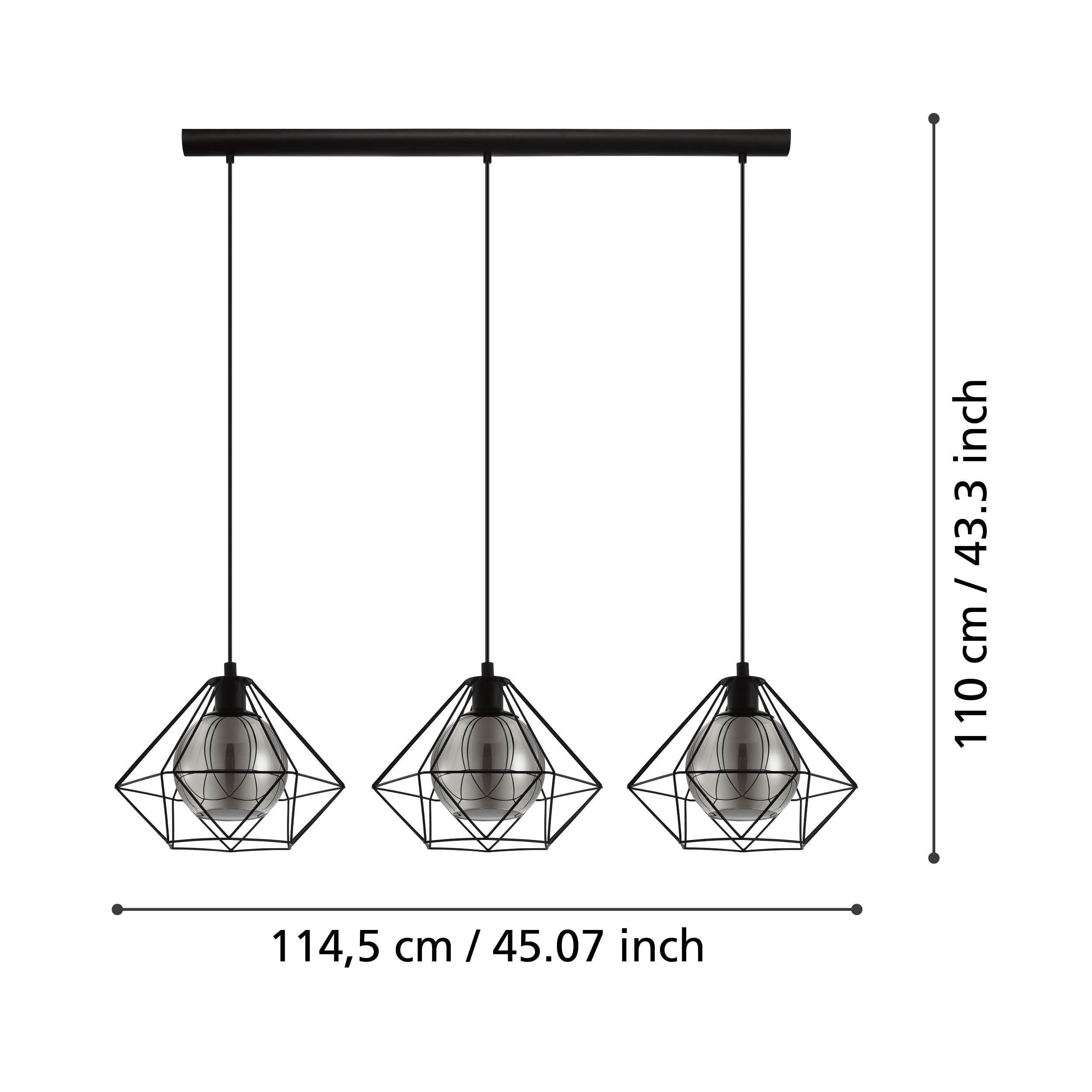eglo-vernham-pendelleuchte-3-flammig-vintage-industrial-schwarz-rauchglas-e27 image 5