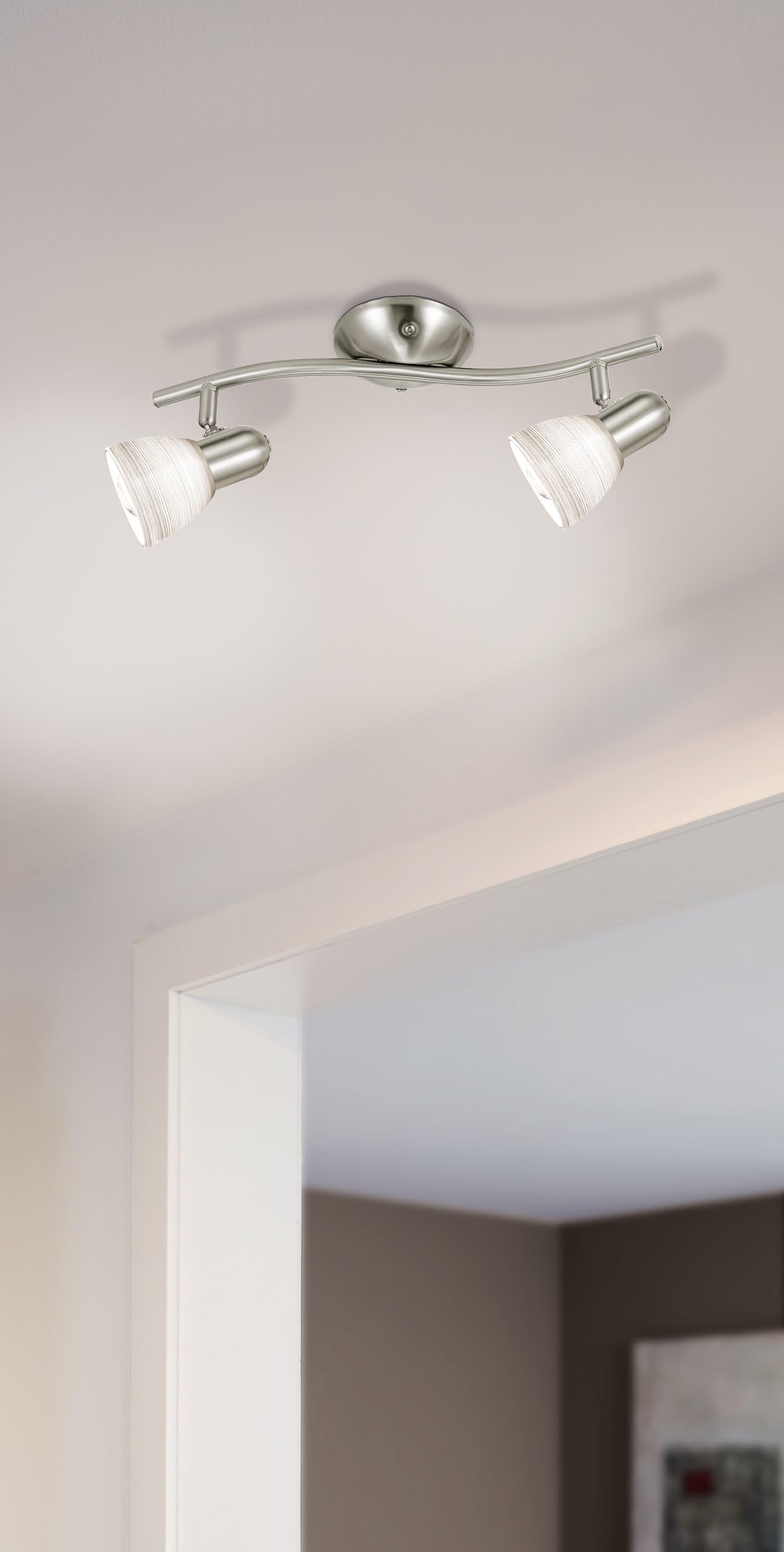 eglo-dakar-1-deckenlampe-2-flammig-e14-nickel-matt-milchglas-37-cm image 2