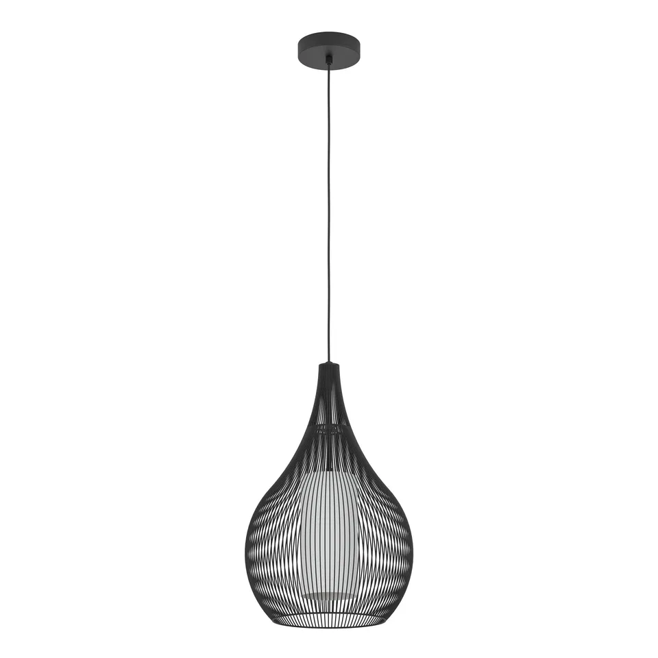 eglo-razoni-1-pendelleuchte-h-ngeleuchte-metall-schwarz-glas-wei-e27-42-5-cm image 1