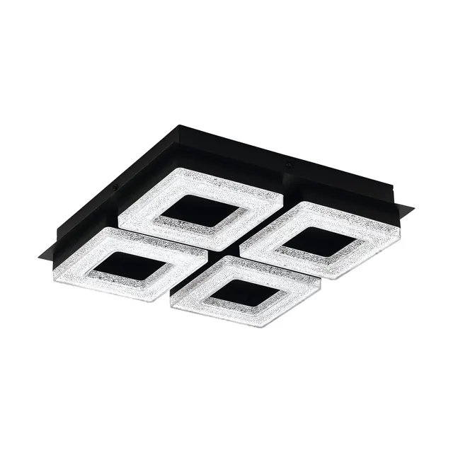 eglo-fradelo-1-led-deckenleuchte-eckig-28-cm-schwarz-mit-kristall image 1
