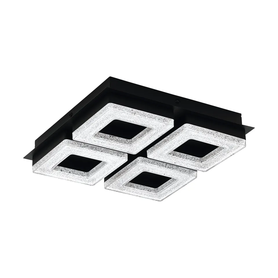 eglo-fradelo-1-led-deckenleuchte-eckig-28-cm-schwarz-mit-kristall image 1