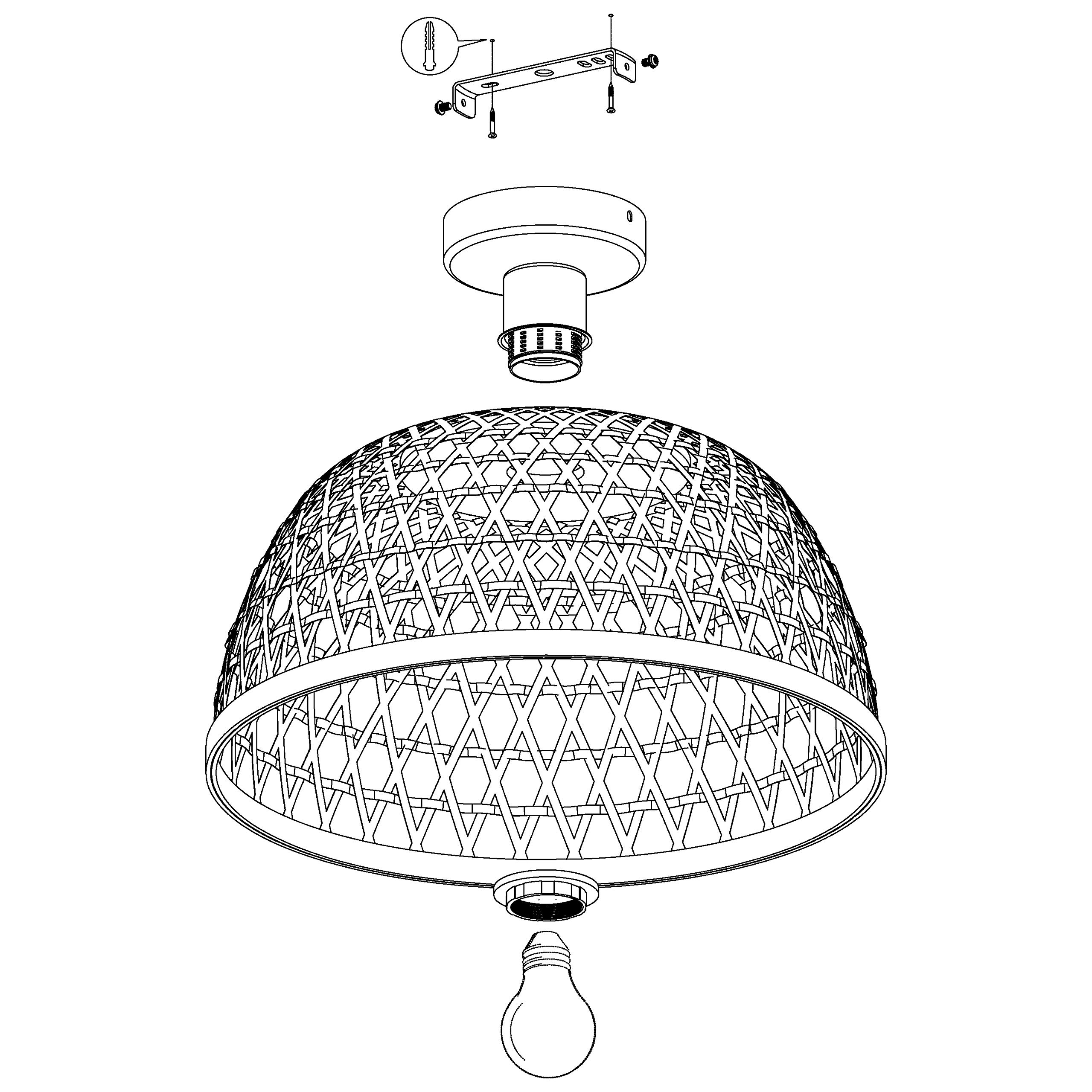 eglo-claverdon-deckenleuchte-boho-natur-e27-37-cm image 3