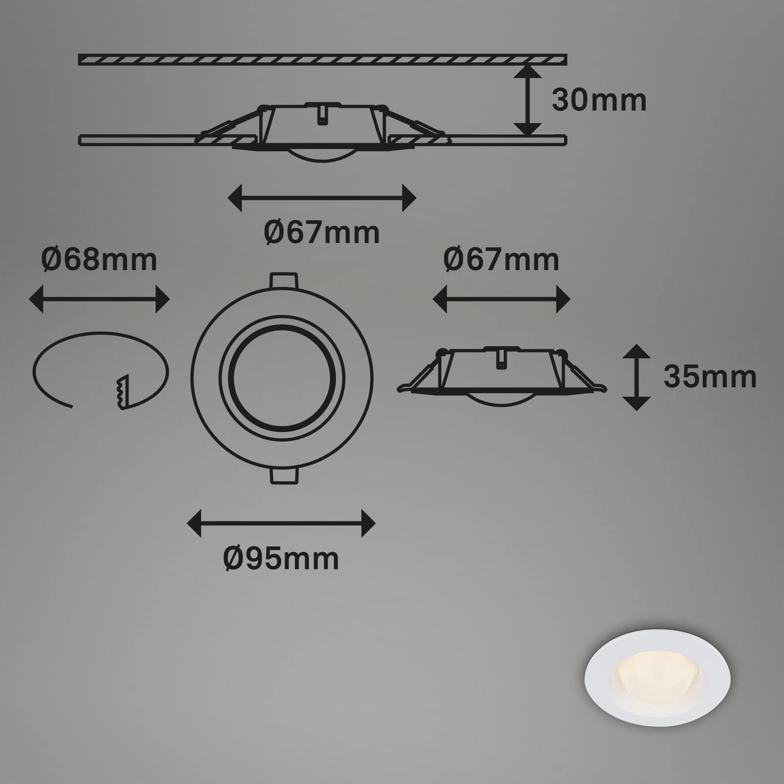 briloner-led-einbauleuchten-3er-set-wei-kugelmodul-3w-ip44 image 6