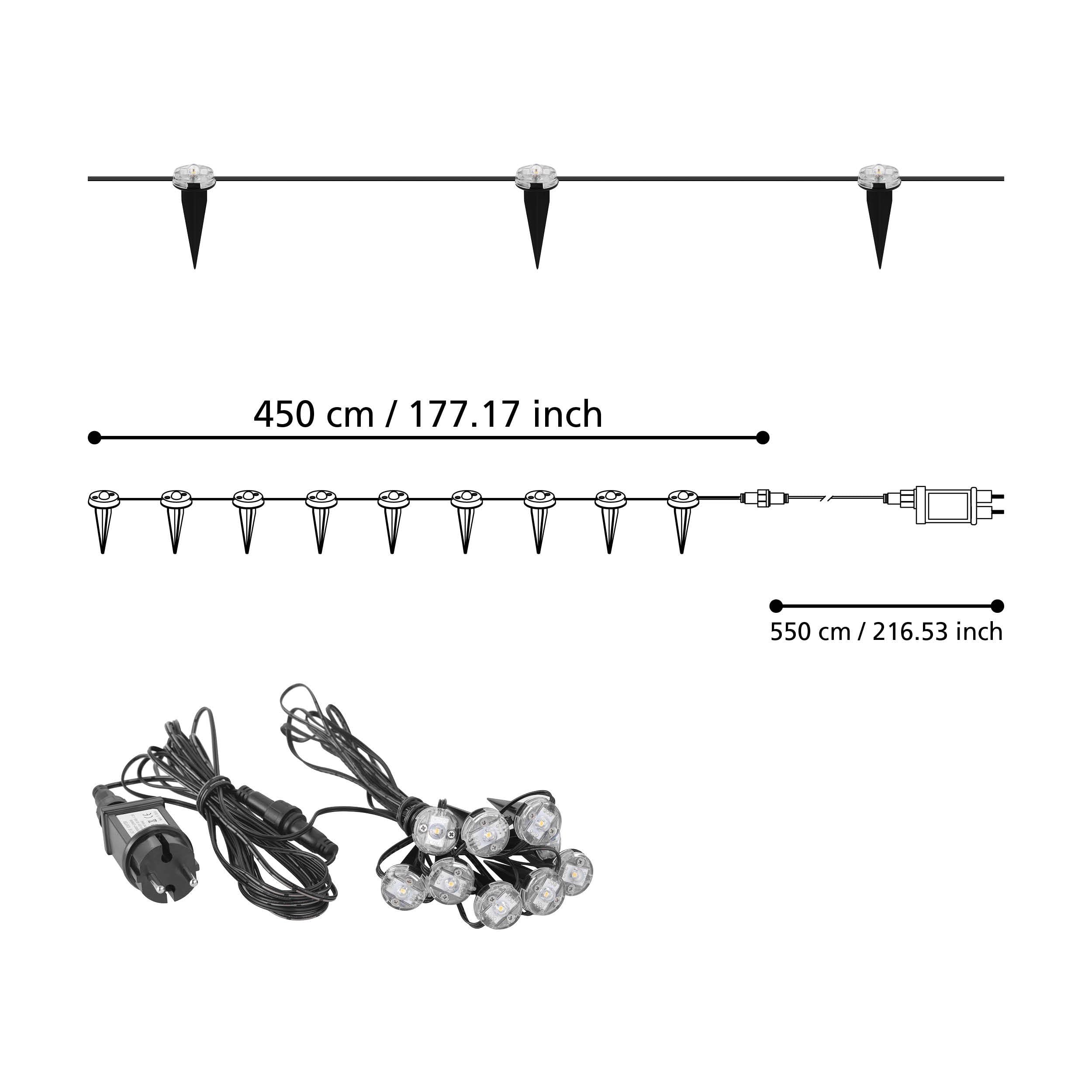 eglo-9-flammige-led-outdoor-erdspie-lichterkette-ip65-schwarz image 3