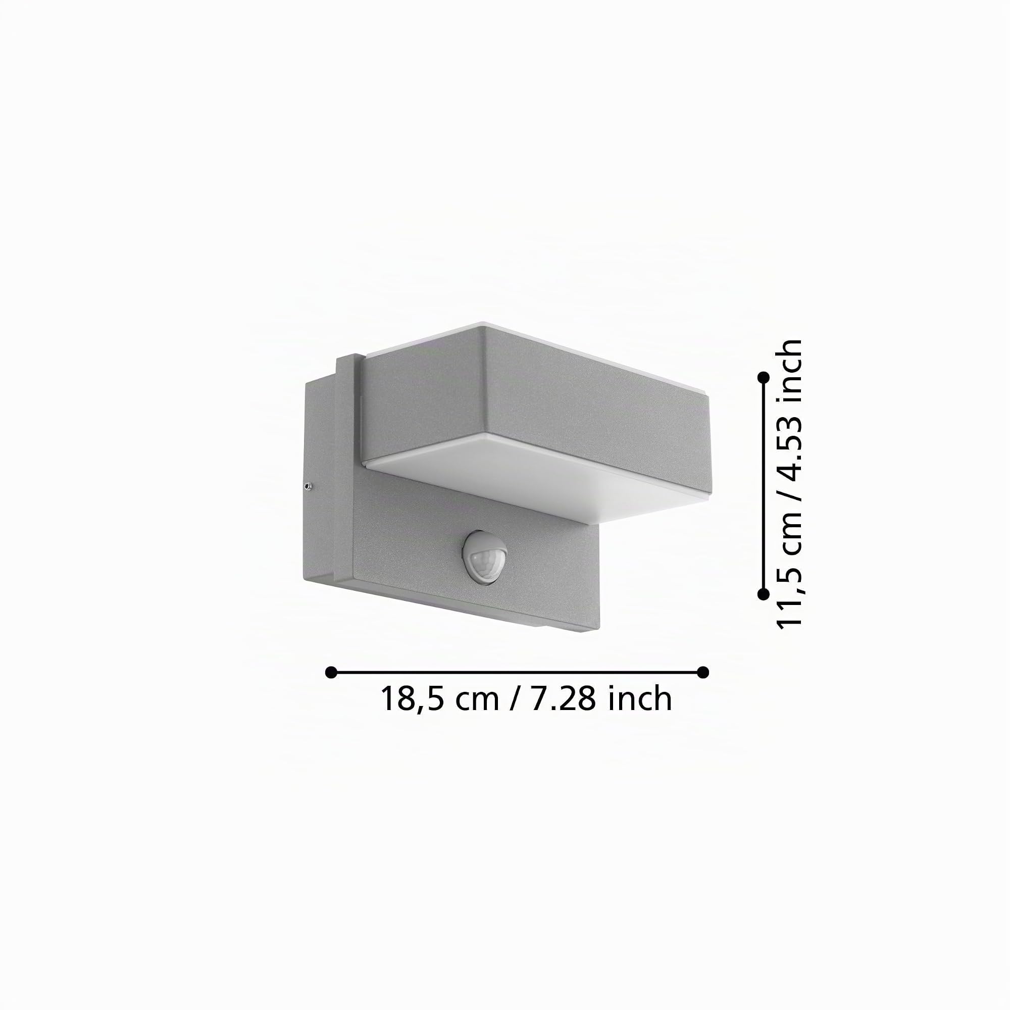 eglo-azzinano-led-au-en-wandleuchte-2-flammig-mit-bewegungsmelder-silber-wei-ip4 image 4