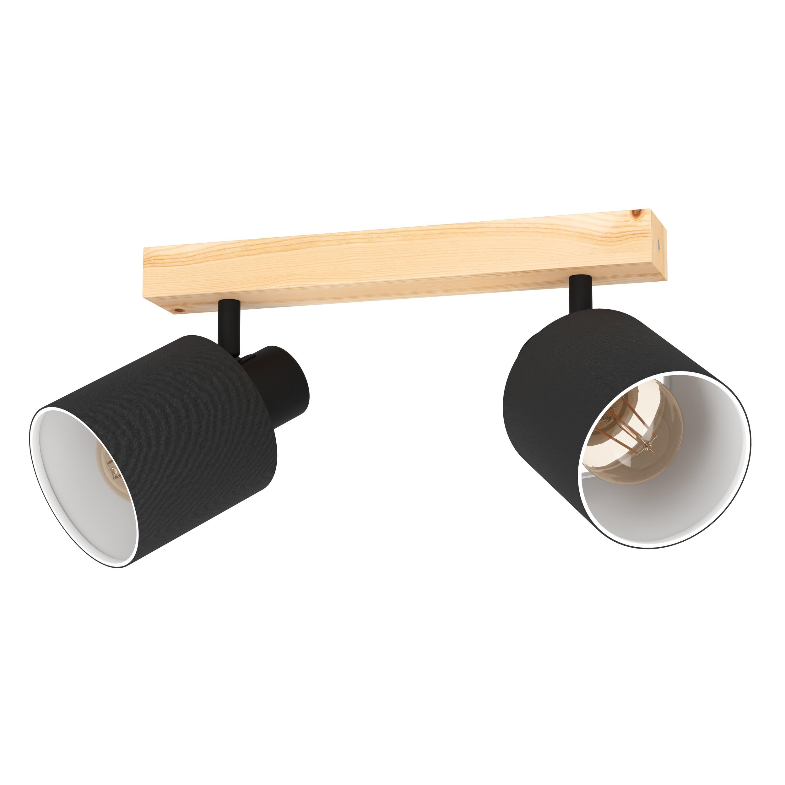 eglo-batallas-deckenstrahler-2-flammig-e27-holz-natur-schwarz-textilschirm image 1