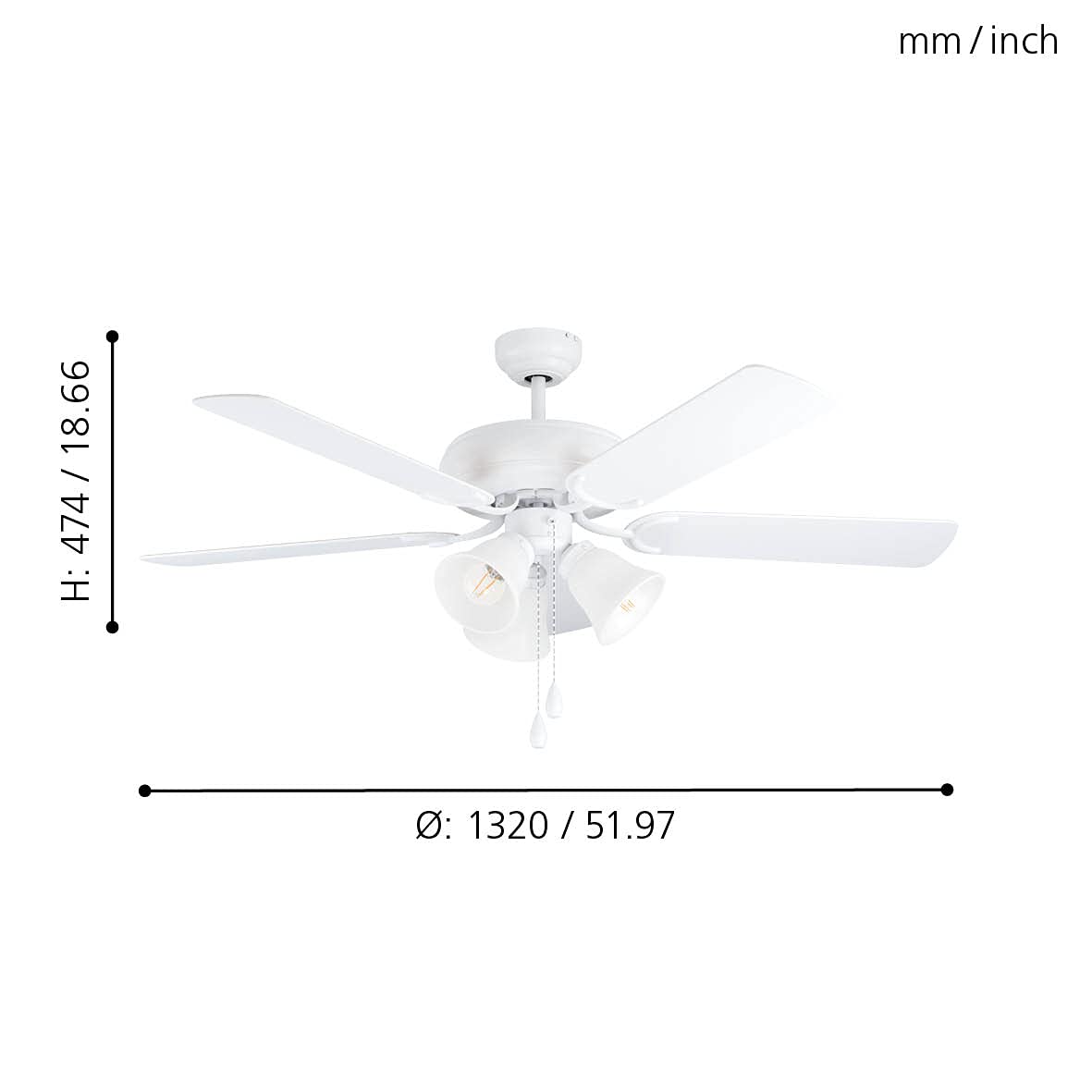 eglo-las-palmas-deckenventilator-mit-licht-132-cm-wei-eiche image 3
