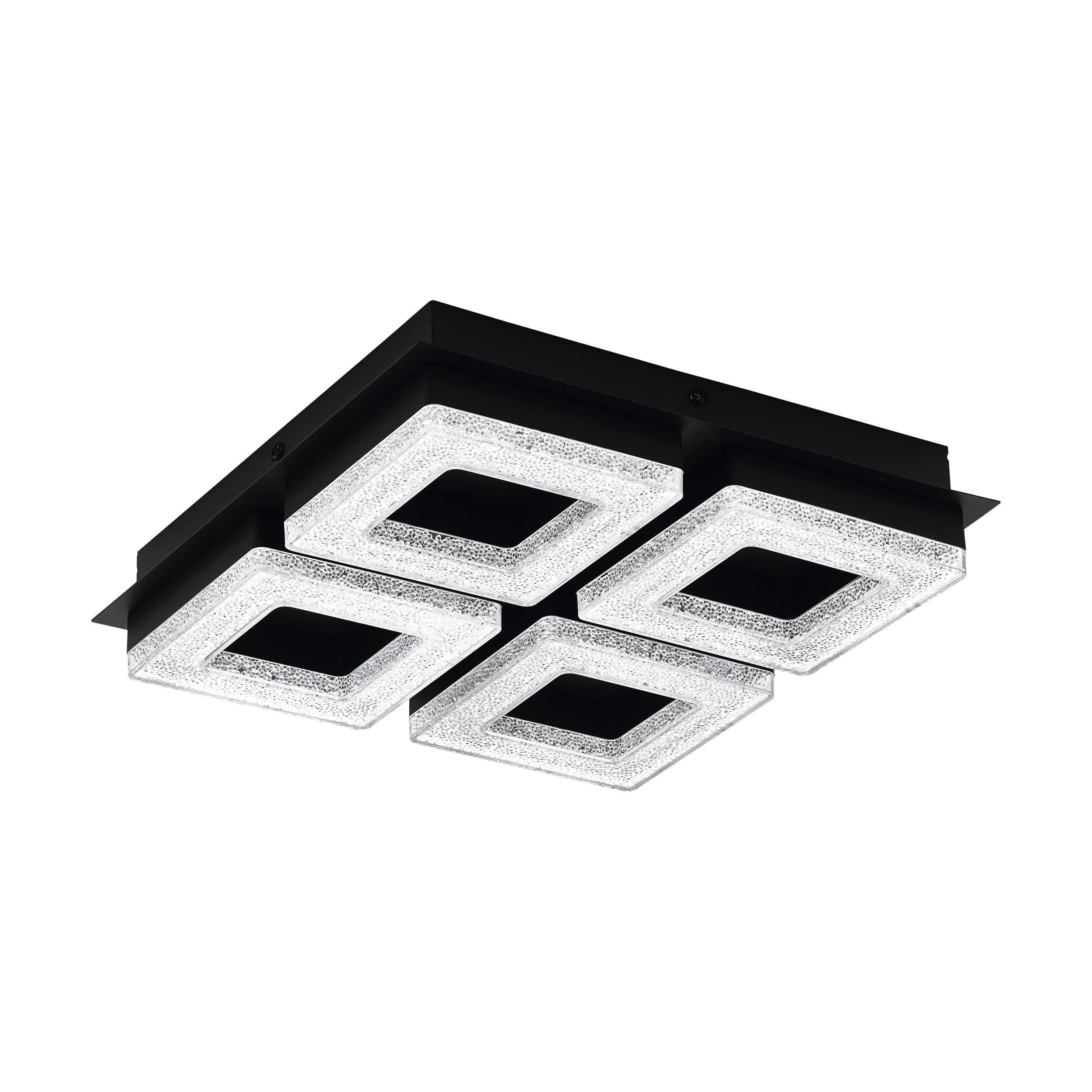 eglo-fradelo-1-led-deckenleuchte-eckig-28-cm-schwarz-mit-kristall image 1