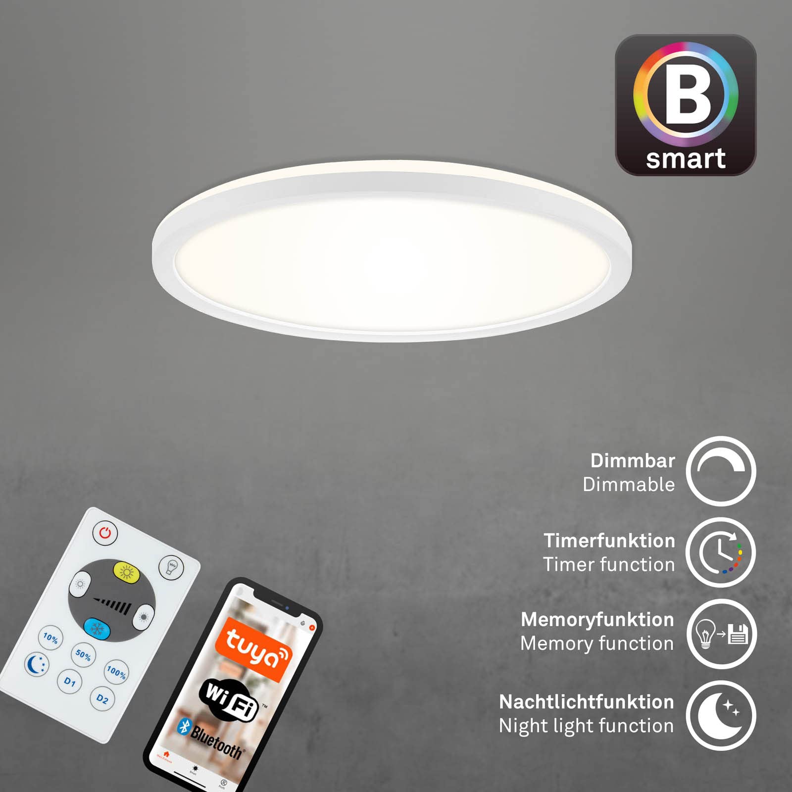 briloner-led-deckenlampe-flach-smart-home-alexa-18w-2400lm-mit-fernbedienung-wei image 7