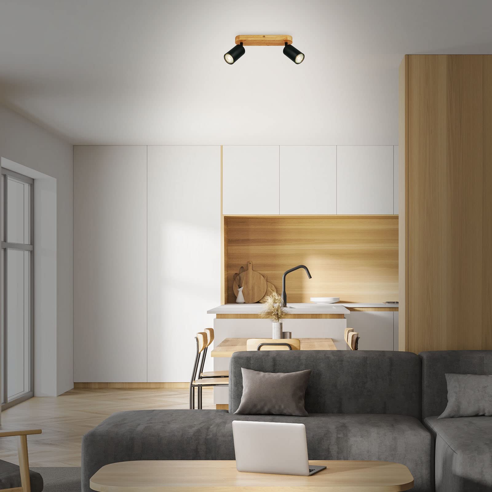 briloner-2922-025-deckenlampe-retro-2-flammig-schwarz-holz-gu10-spot image 4