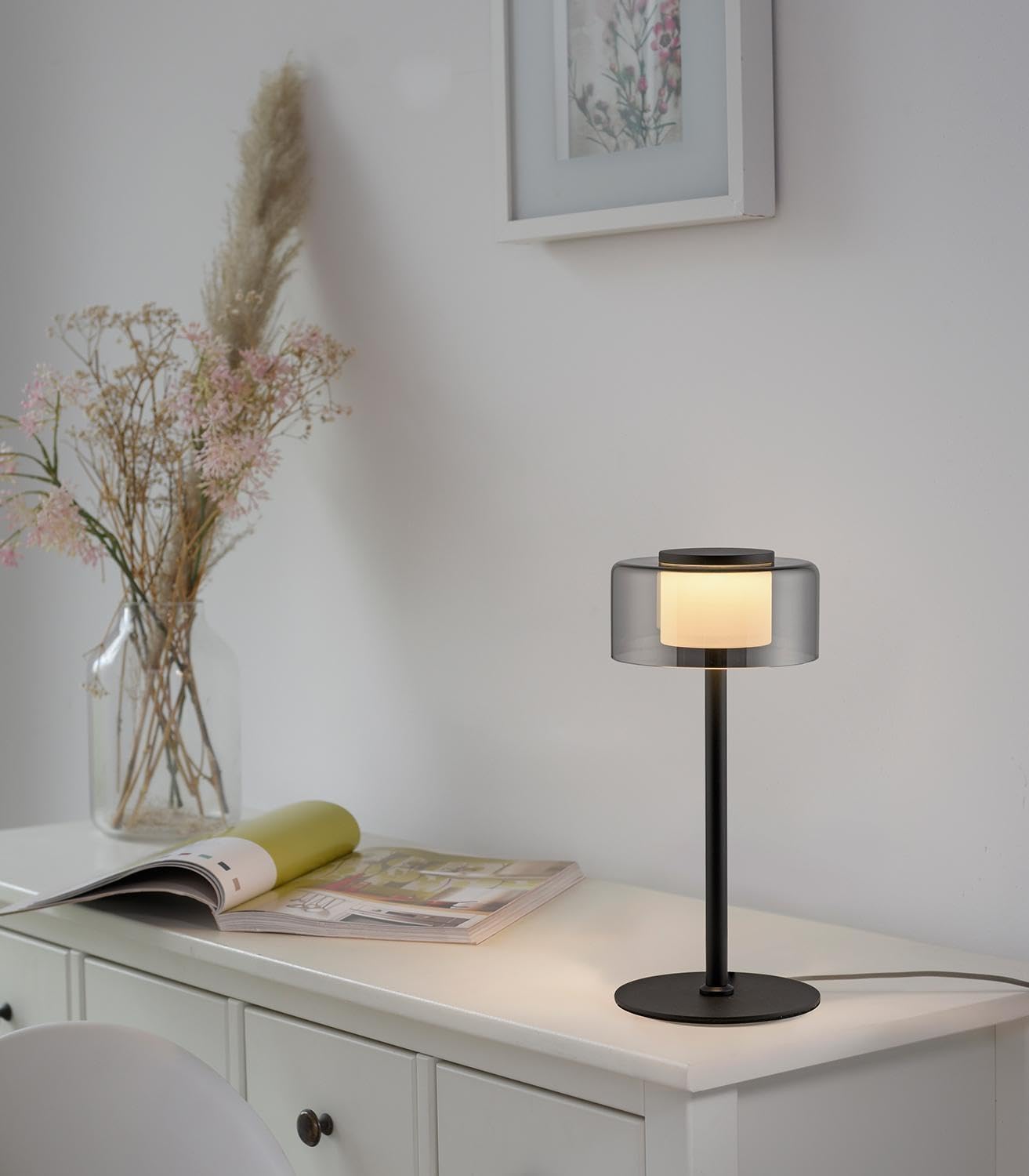 paul-neuhaus-rika-led-tischlampe-33-cm-metall-schwarz-glas-rauchfarben-dimmbar-t image 2