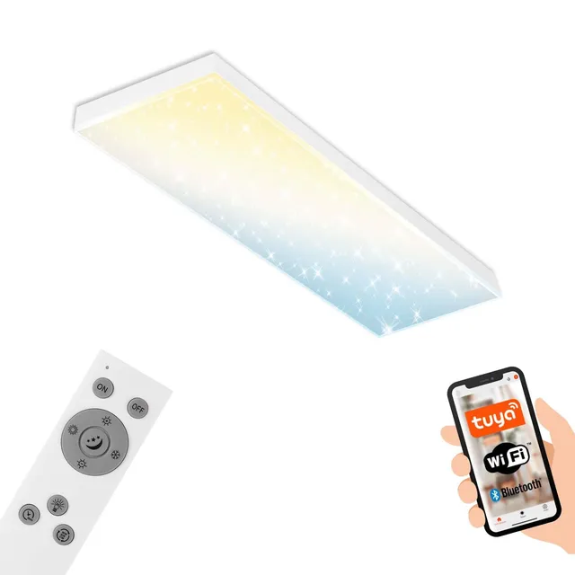 briloner-led-deckenlampe-flach-smart-home-wlan-100x25x7-8-cm-wei-mit-alexa-app-u image 1