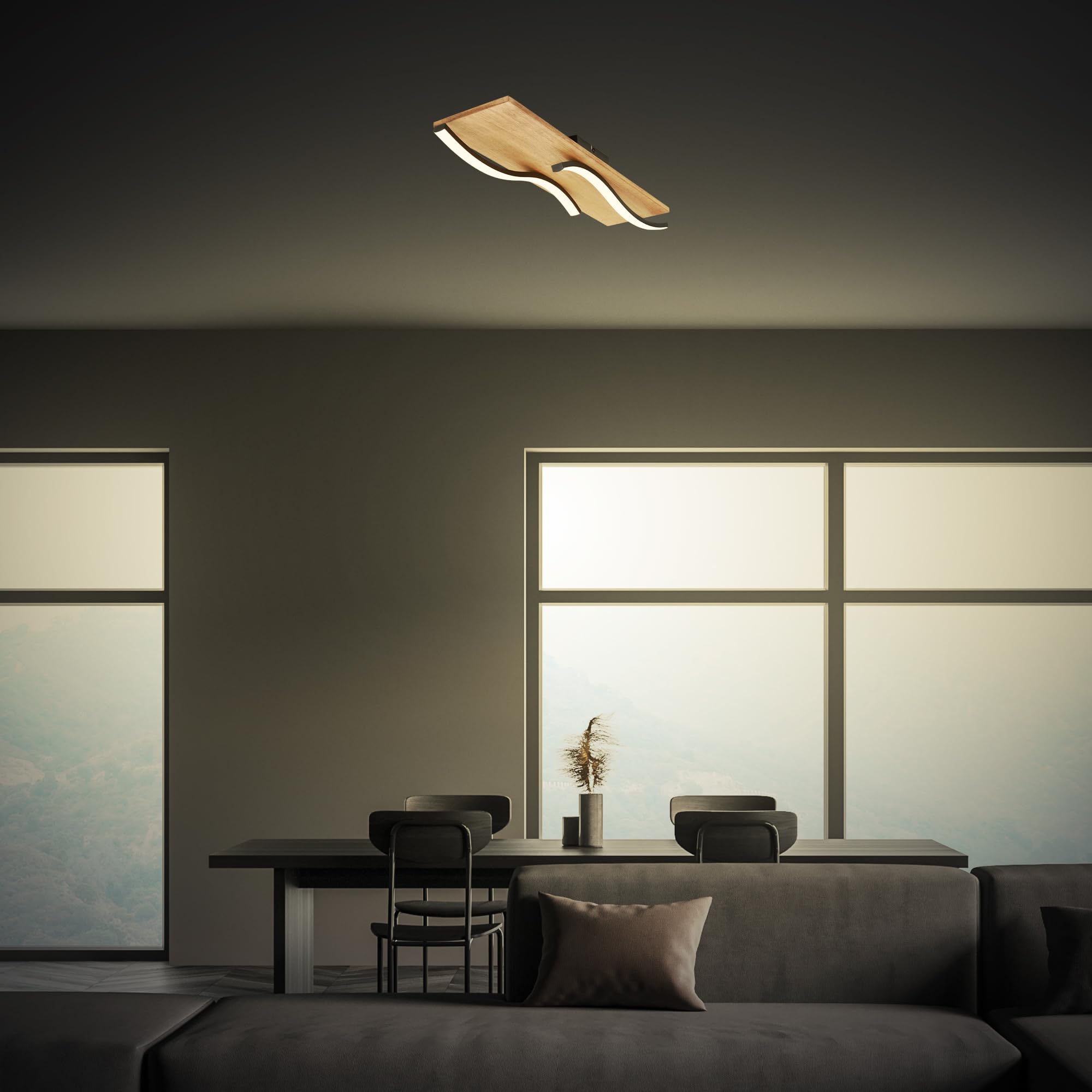 briloner-led-deckenlampe-vintage-wellenform-55cm-22w-1920lm-3000k-schwarz-holz image 3