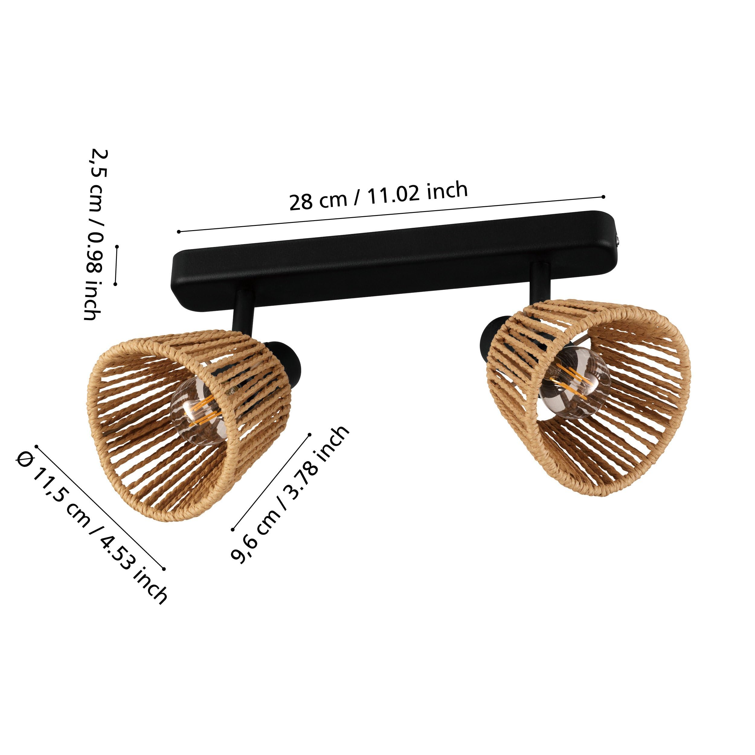 eglo-keelby-deckenstrahler-2-flammig-schwarz-bast-natur-e14 image 2