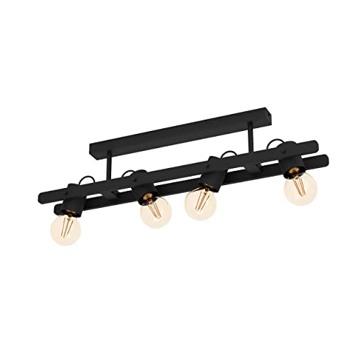eglo-plimsoll-4-flammiger-deckenstrahler-deckenleuchte-schwarz-holz-metall-schwe image 7