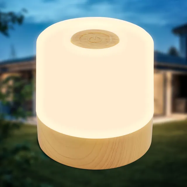 briloner-b-k-licht-mini-led-tischlampe-akku-ip44-touch-dimmbar-holzoptik-7x7-cm image 1