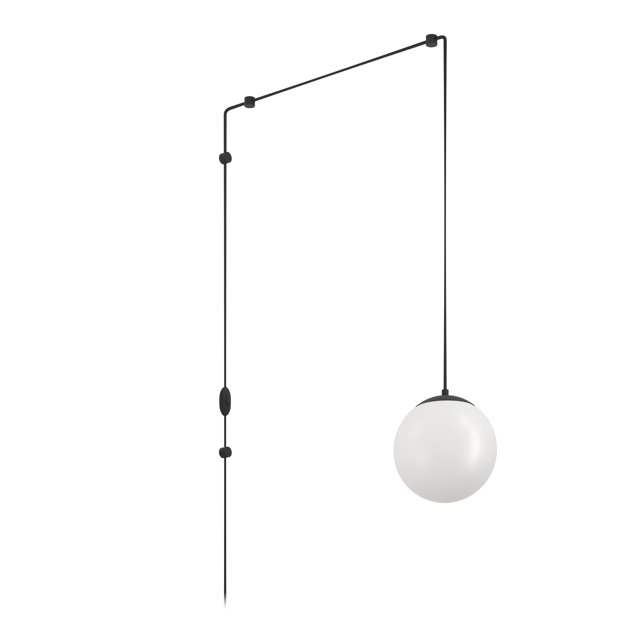 eglo-rondo-3-h-ngelampe-e27-mit-kabel-und-stecker-opalglas-schwarz image 1