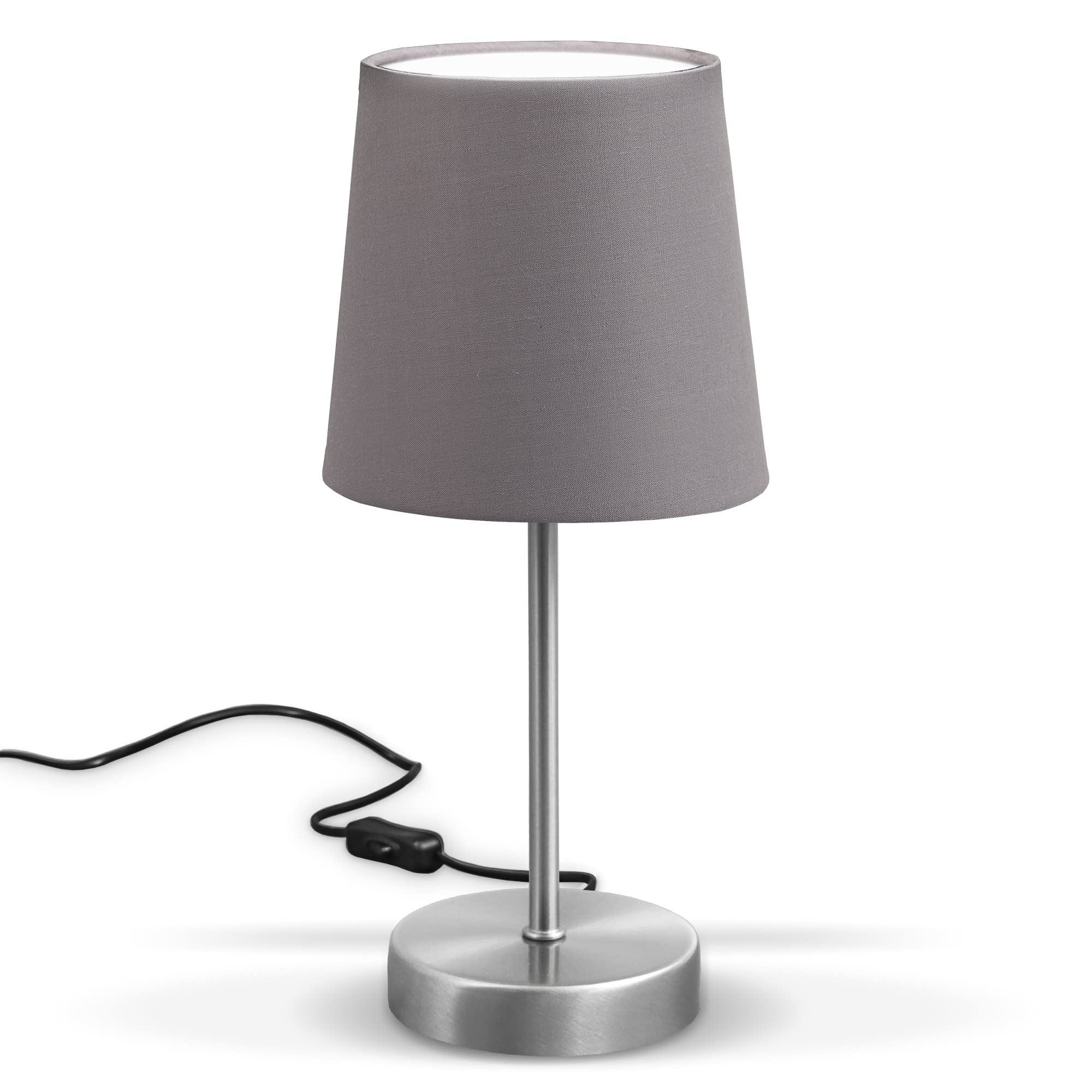 b-k-licht-nachttischlampe-e14-mit-stoffschirm-grau-30-8x10-cm image 1