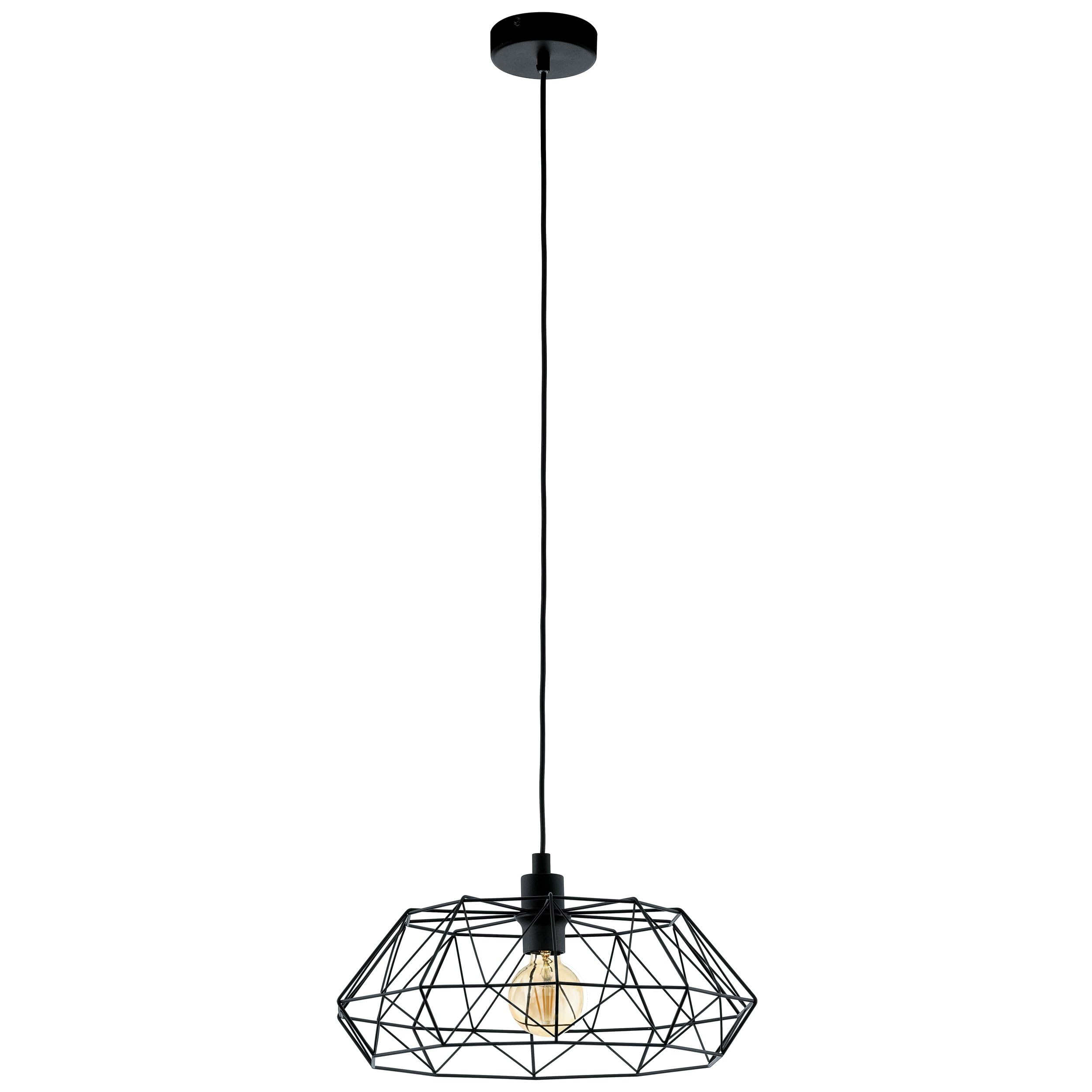 eglo-carlton-2-vintage-pendelleuchte-e27-drahtschirm-45-5cm-schwarz image 1