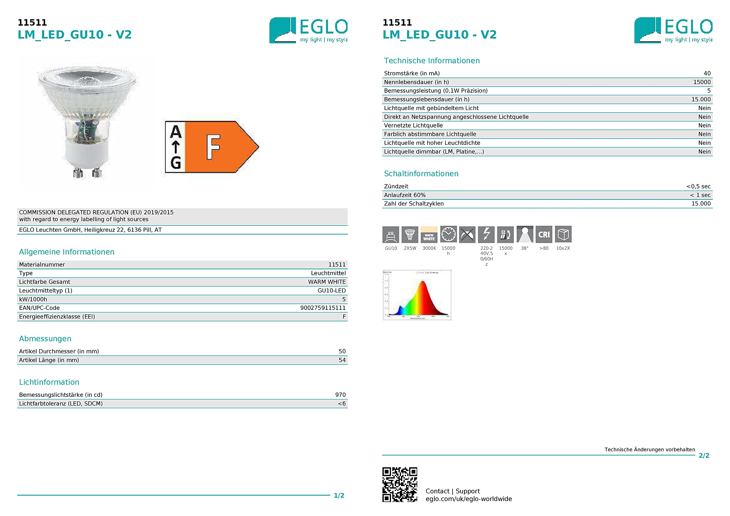 eglo-led-gu10-2er-set-5w-400lm-warmwei-3000k-spot image 5