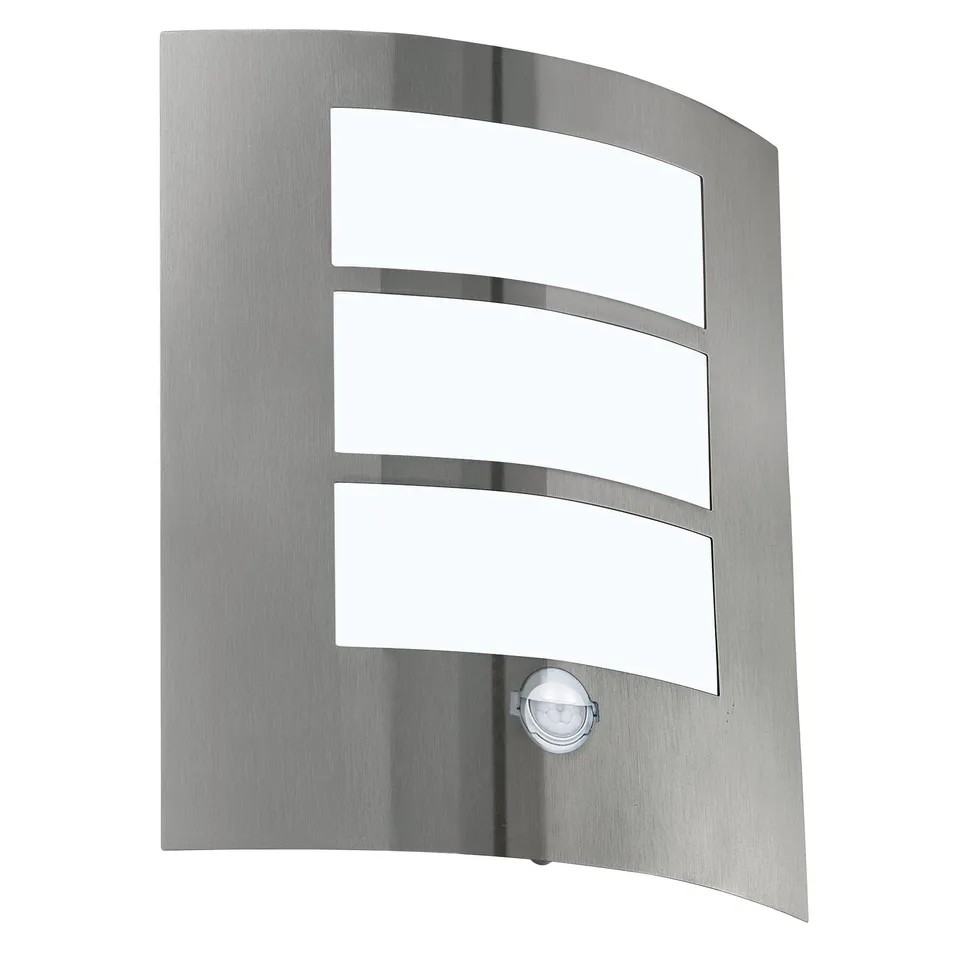 eglo-city-au-en-wandleuchte-mit-bewegungsmelder-e27-ip44-edelstahl-wei image 1