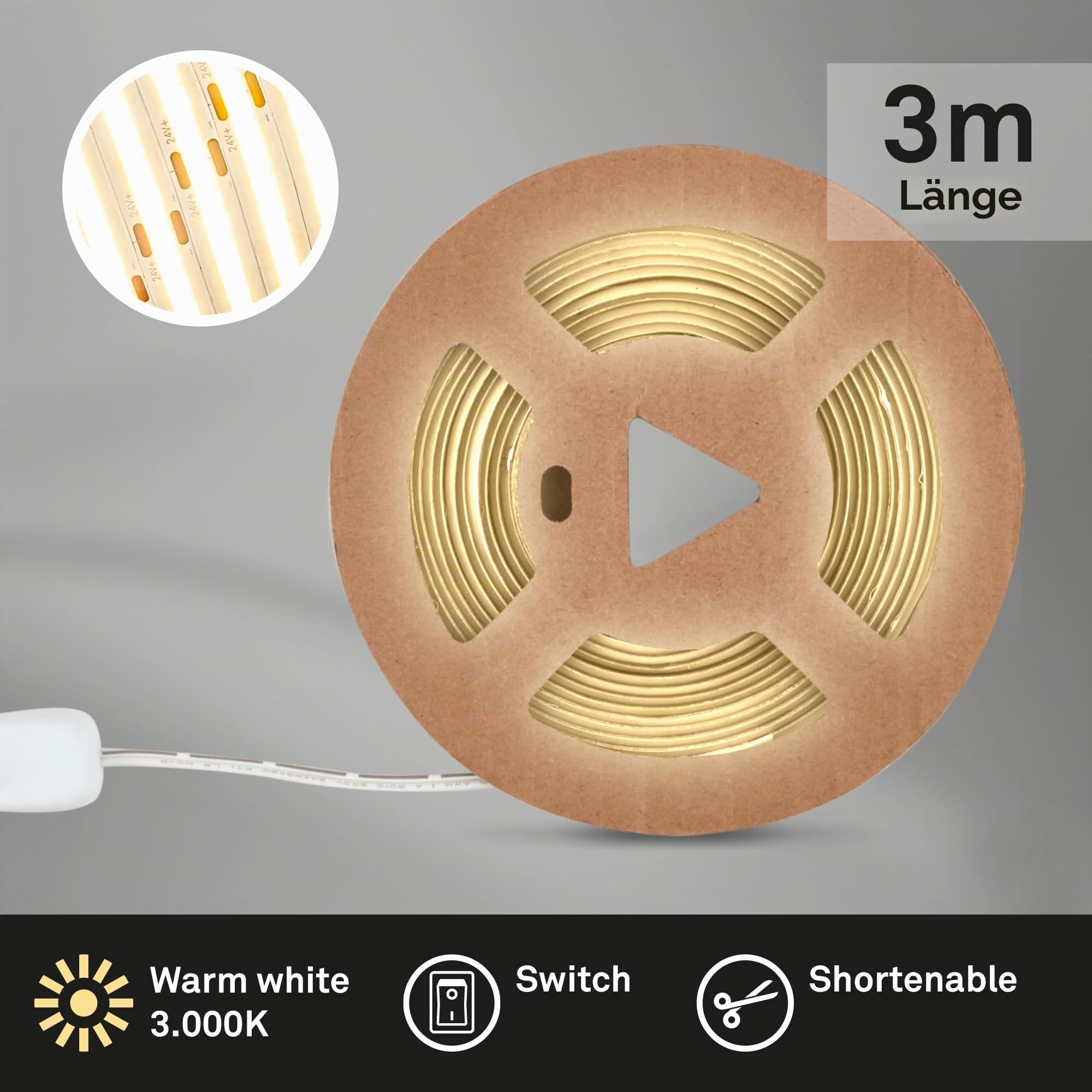 briloner-cob-led-strip-3m-warmwei-selbstklebend-18w-1650-lumen-wei image 2