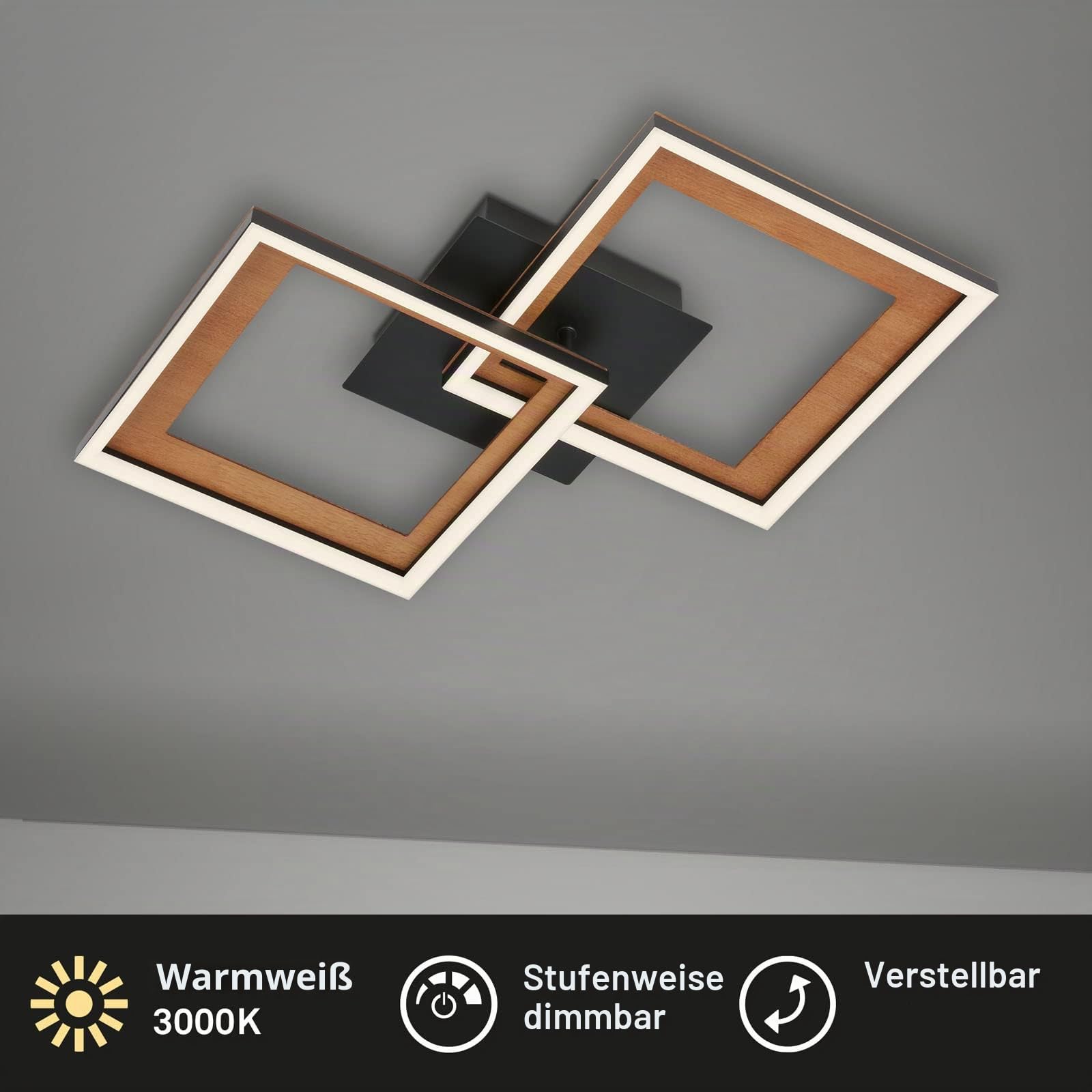 briloner-frame-led-deckenlampe-22w-2200lm-schwenkbar-schwarz-holz-440mm image 2