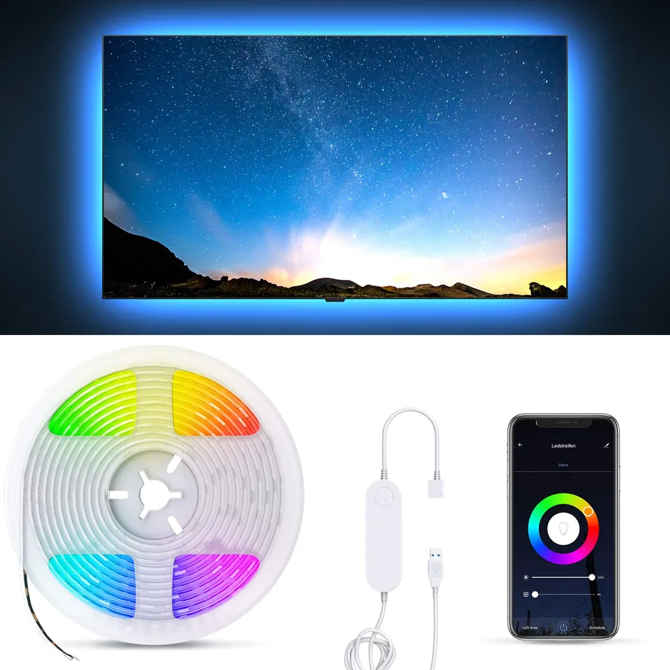 b-k-licht-smart-usb-led-strip-2m-rgb-dimmbar-wifi-app-sprache-schwarz image 1