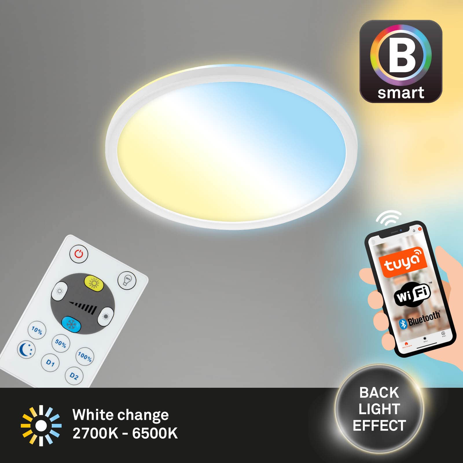 briloner-led-deckenlampe-flach-smart-home-alexa-18w-2400lm-mit-fernbedienung-wei image 2