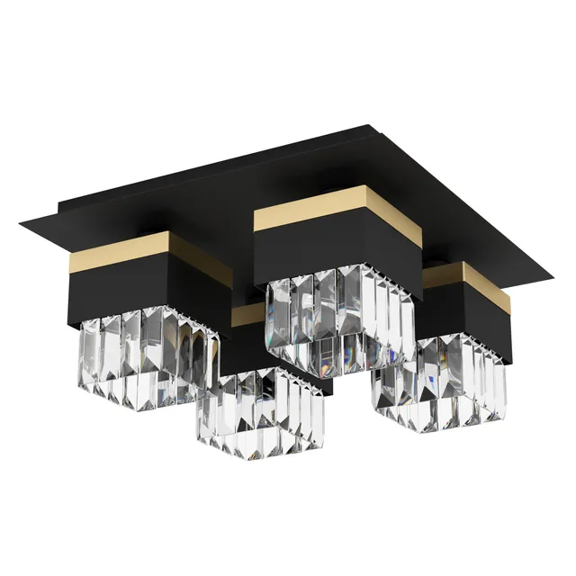 eglo-barrancas-deckenleuchte-4-flammig-schwarz-gold-mit-kristall-38-x-38-cm-e14 image 1