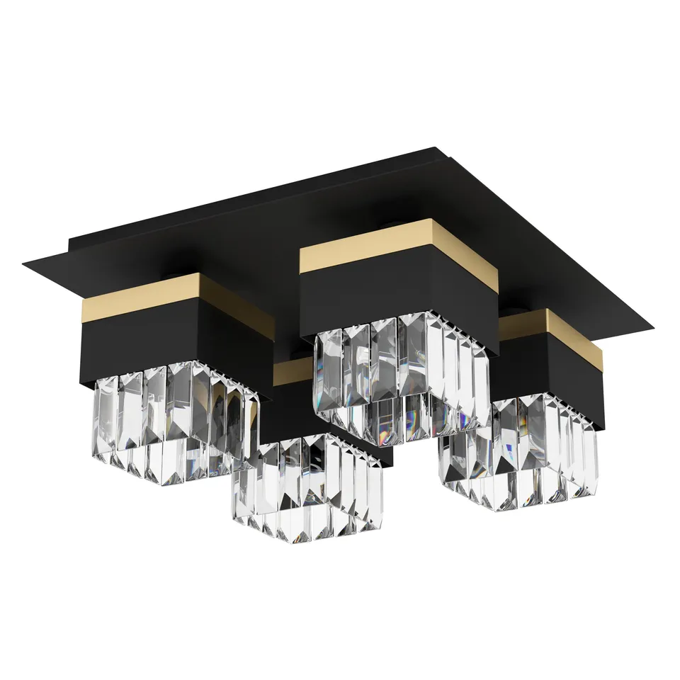 eglo-barrancas-deckenleuchte-4-flammig-schwarz-gold-mit-kristall-38-x-38-cm-e14 image 1