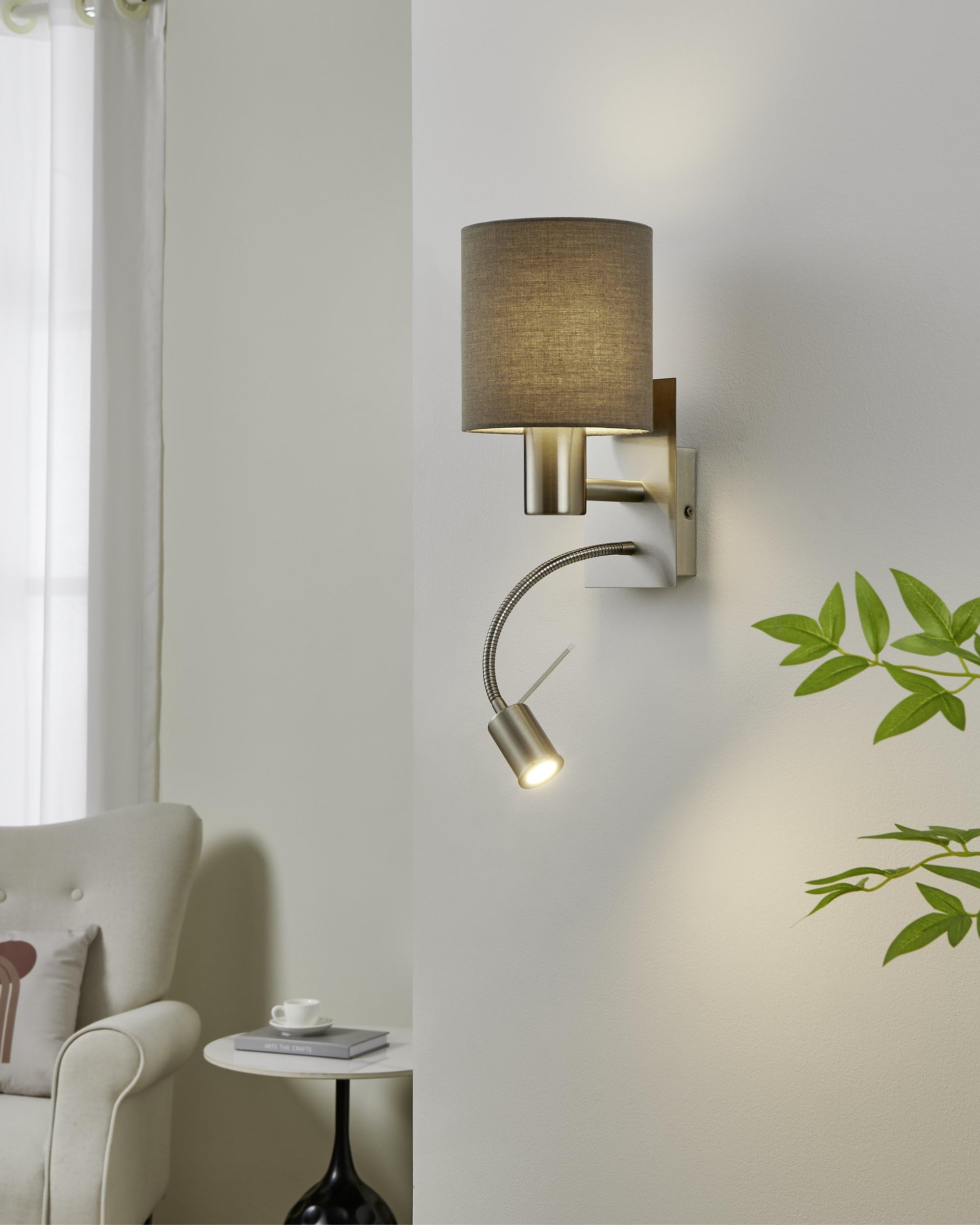 eglo-pasteri-wandlampe-2-flammig-textil-wandleuchte-grau-nickel-matt-mit-led-les image 2