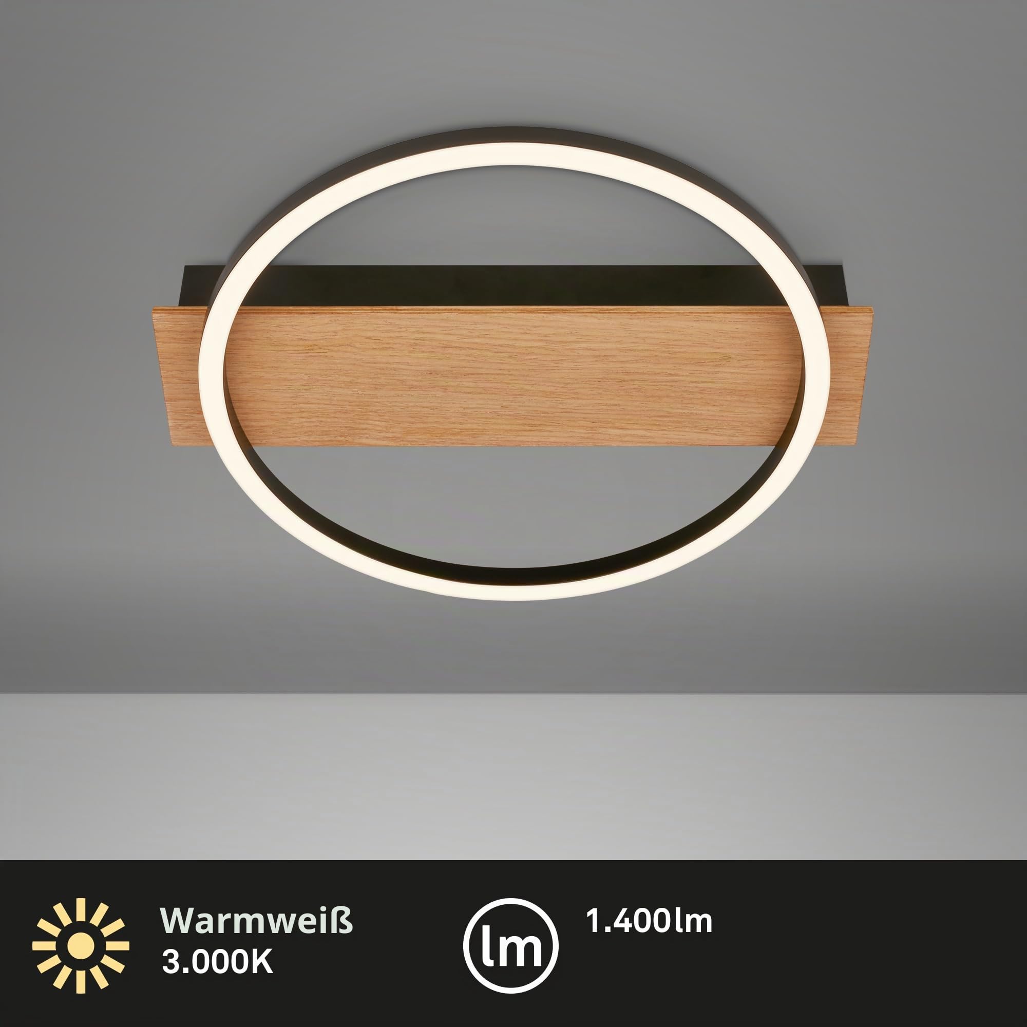 briloner-led-deckenlampe-rund-holzdekor-13w-1400lm-3000k-schwarz-holz image 2
