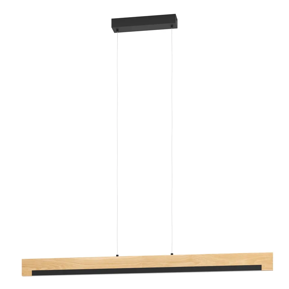 eglo-camacho-led-pendelleuchte-110-cm-schwarz-natur-wei-dimmbar image 1