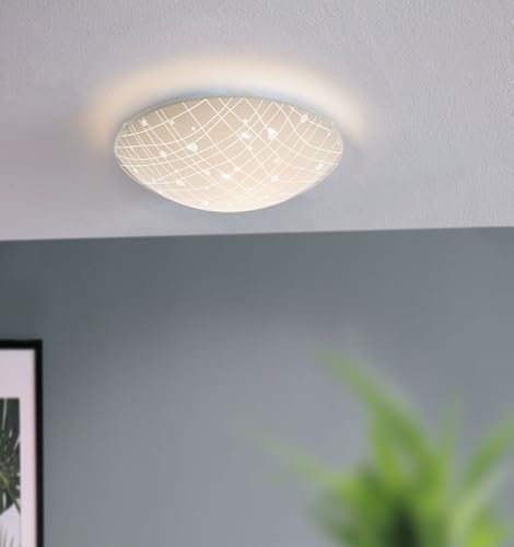 eglo-vereda-led-deckenleuchte-31-5-cm-wei-glas-granille-kristalle image 7