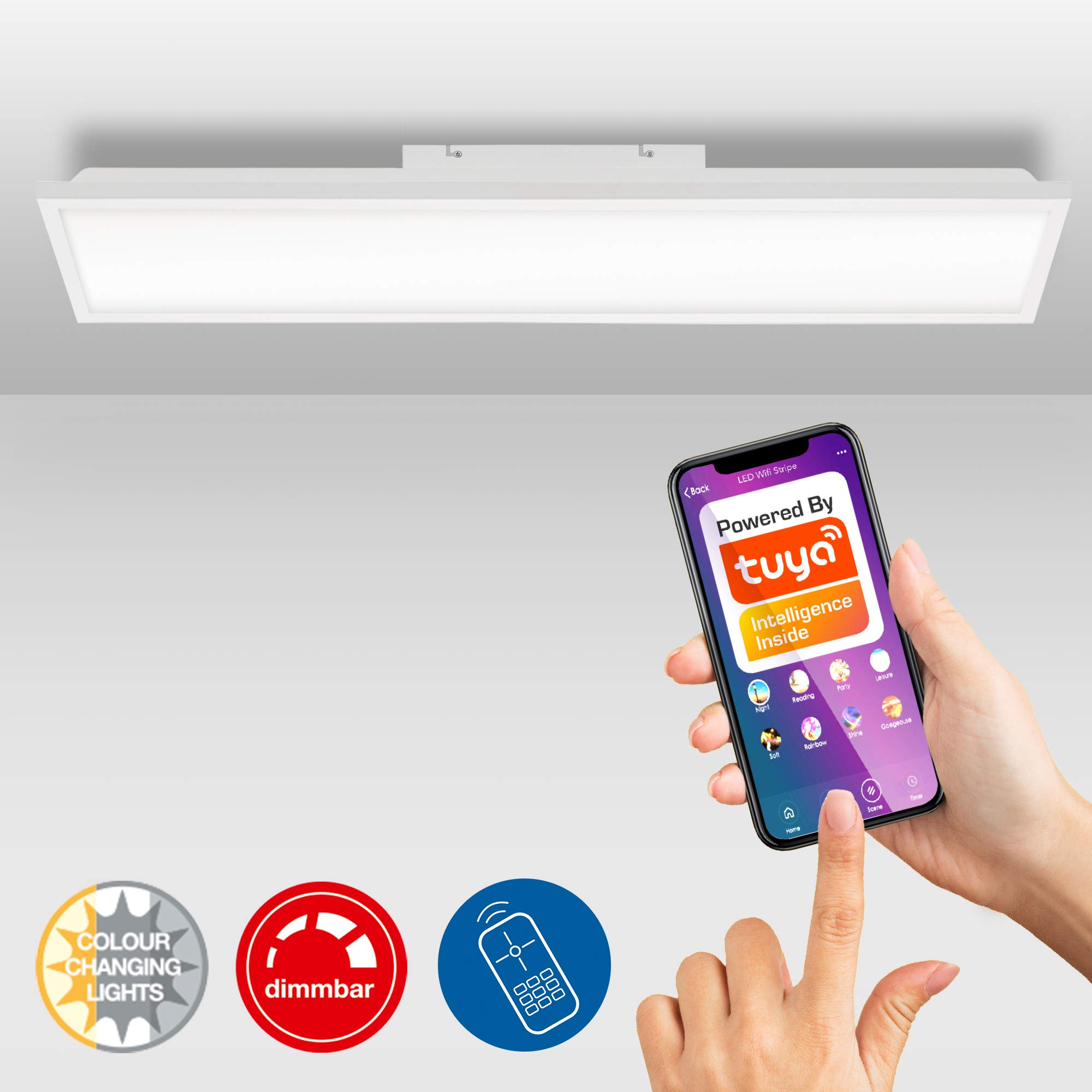 briloner-led-panel-dimmbar-wifi-wei-100x25cm-cct-app-fernbedienung image 2