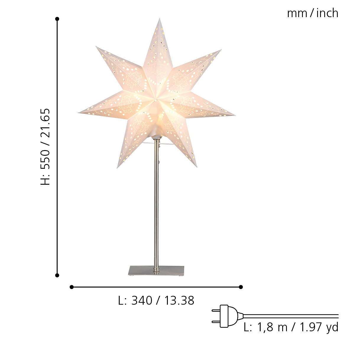 eglo-weihnachtsstern-tischleuchte-55-cm-wei-e14 image 2