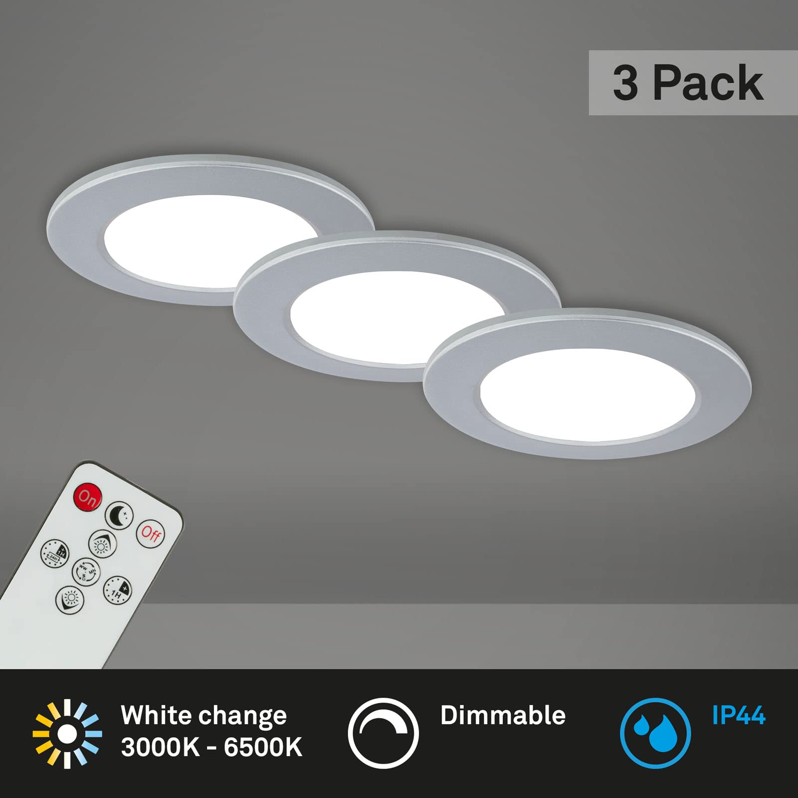 briloner-bad-einbaustrahler-led-3er-set-mit-fernbedienung-cct-dimmbar-ip44 image 2