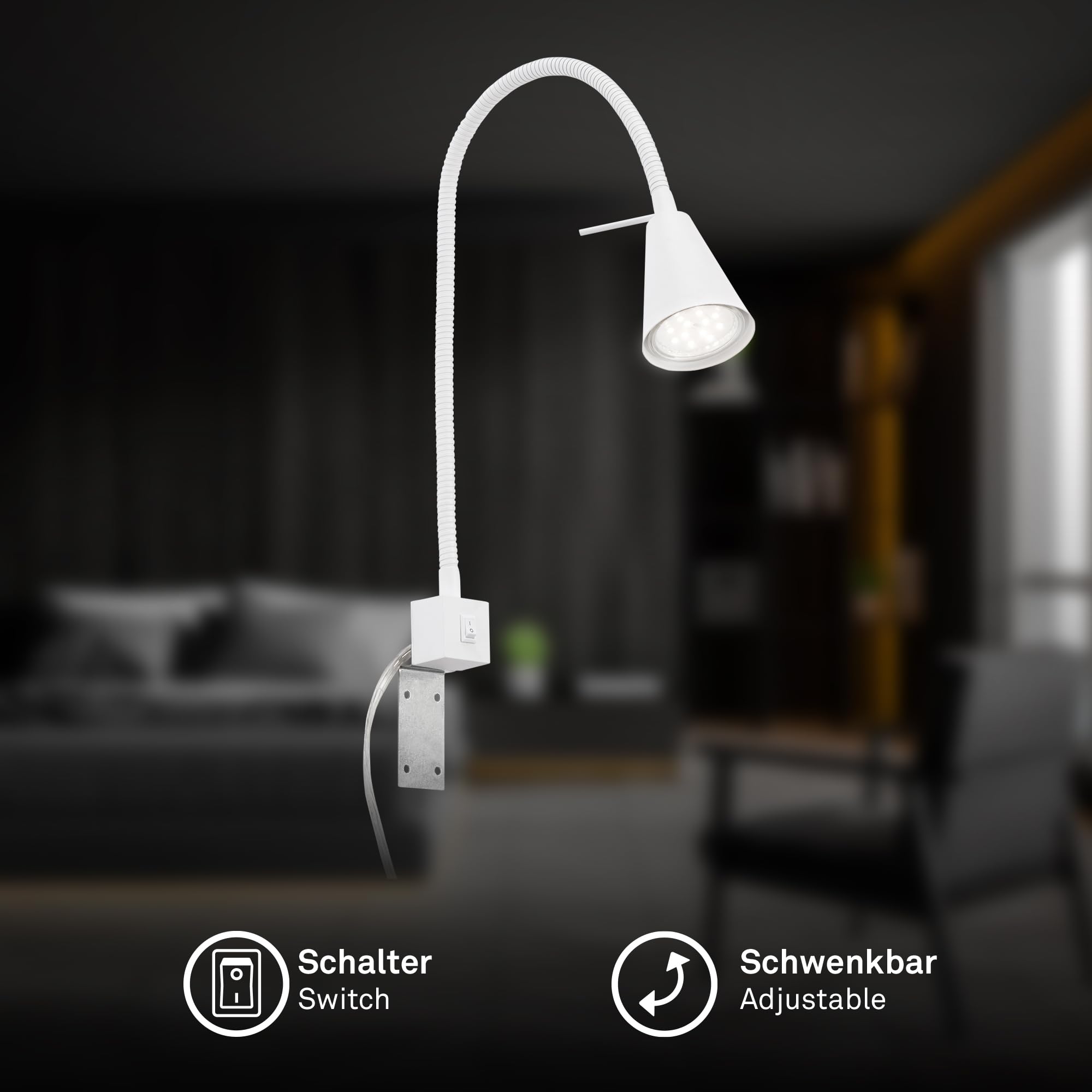 briloner-led-leselampe-wand-gu10-wei-schwenkbar-40-3-cm-warmwei image 2