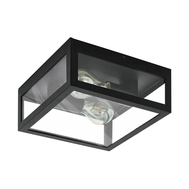 eglo-amezola-deckenleuchte-2-flammig-schwarz-klar-e27-ip44 image 1